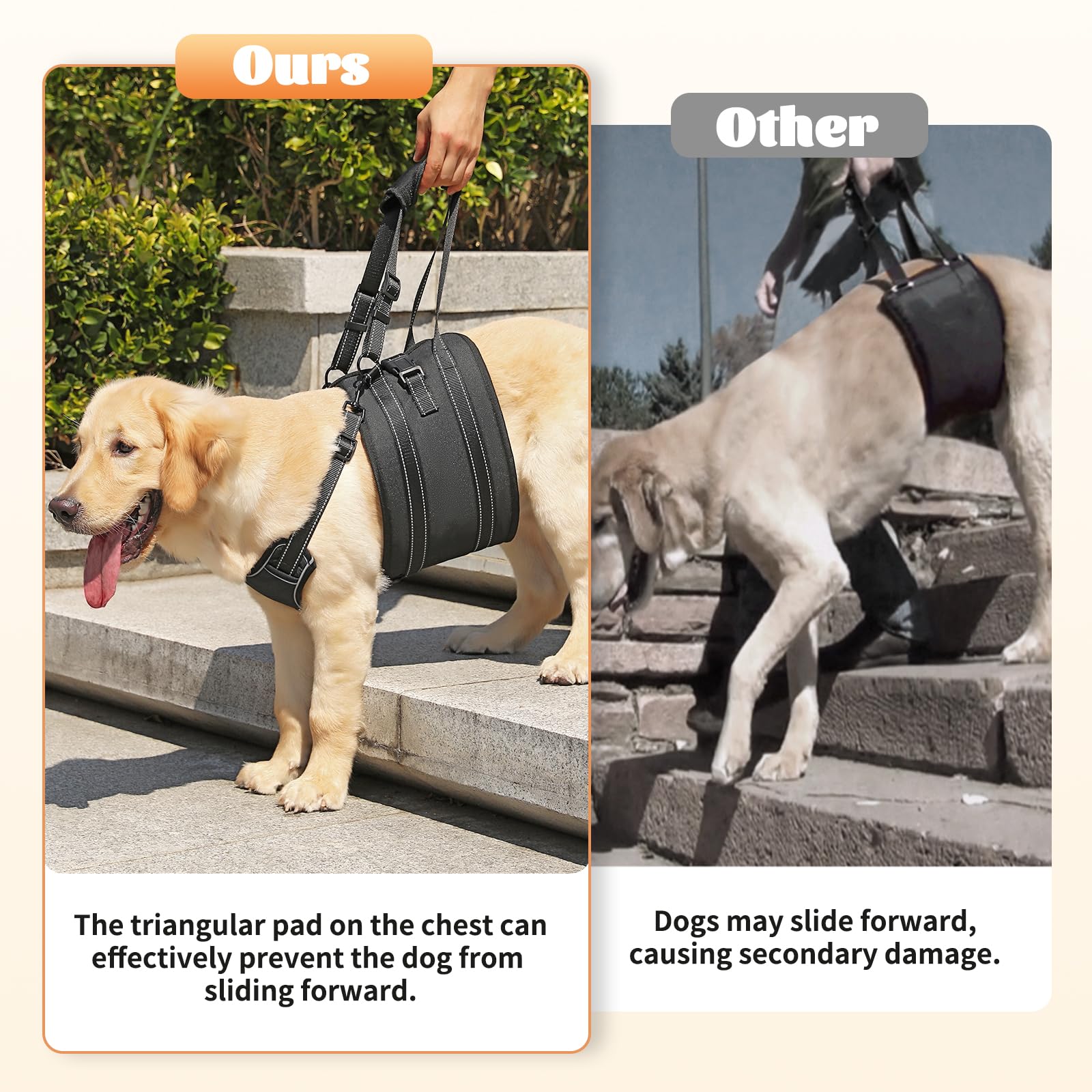 NOYAL Arnés de elevación para perros, transportador ajustable para mascotas para perros mayores con lesiones articulares por artritis, ayuda de rehabilitación de apoyo de emergencia para recortar uñas
