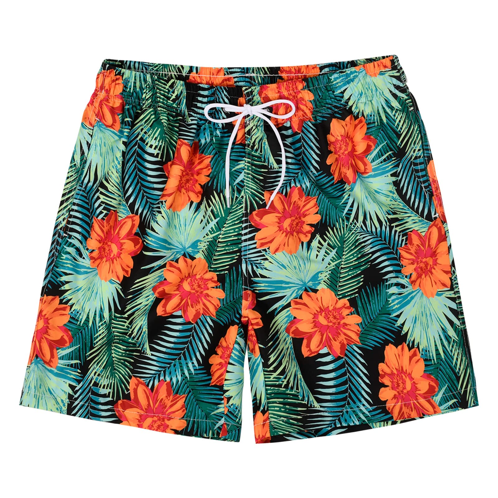 MADHEROMens Swim Trunks Vintage Floral Quick Dry Beach Shorts Bathing Suit with Mesh Lining
