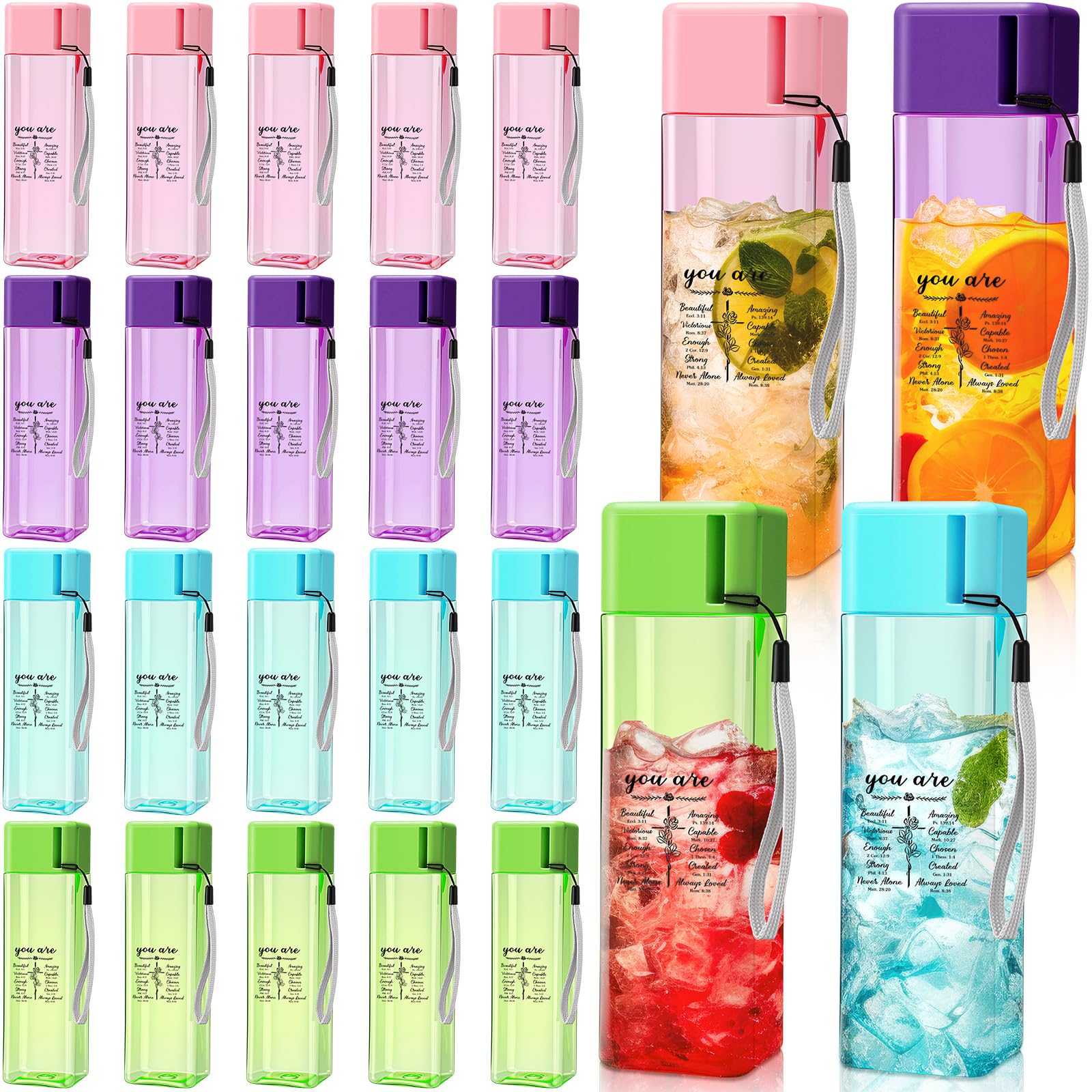 Photo 1 of **MISSING SOEM**LemonRoad 24 Pack Christian Water Bottles Bulk 17 Ounces Teacher's Day Gift Inspirational Bible Religious Employee Thank Gift Reusable Plastic Cup for Church Teacher Nurses Volunteer Staff(Multicolor)