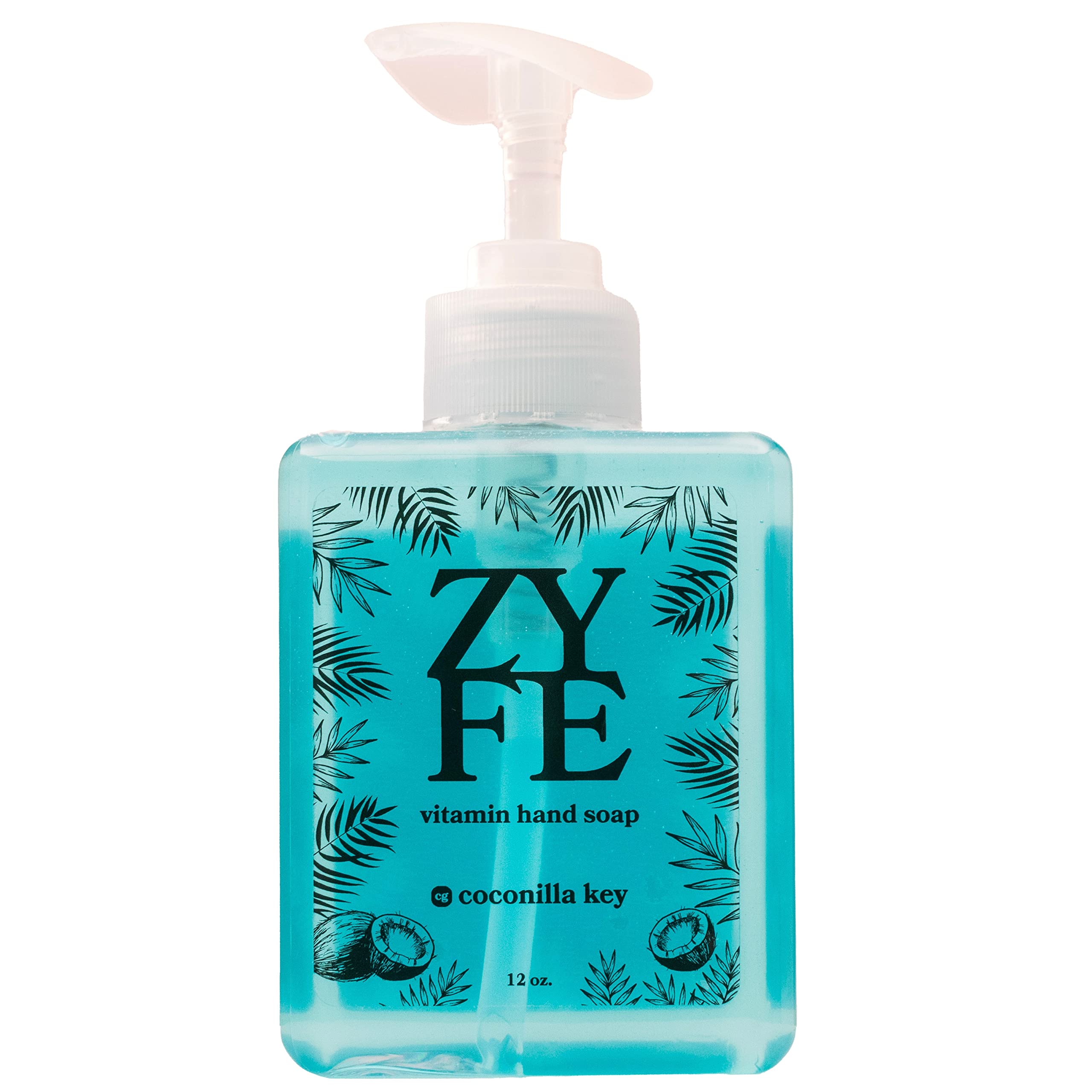 Vitamin Hand Soap - Liquid Hand Soap - Natural Plant Derived Moisturizing Handsoap with Essential Oil Fragrance Coconilla Key - Soft Hand Wash for Kitchen & Bathroom with Pump 12oz - Lush Soft Soap