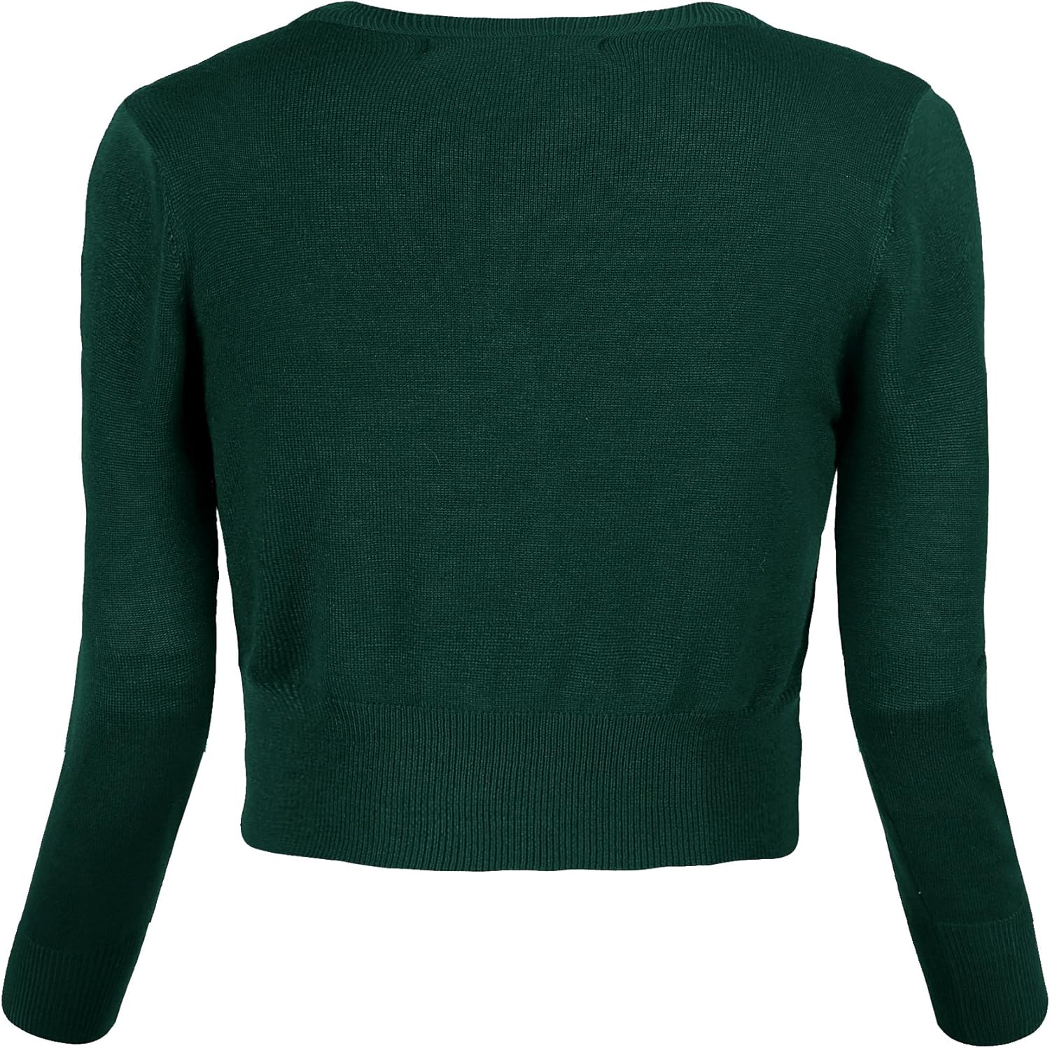 Urban CoCo Women's Cropped Cardigan V-Neck Button Down Knitted Sweater 3/4 Sleeve - Image 3