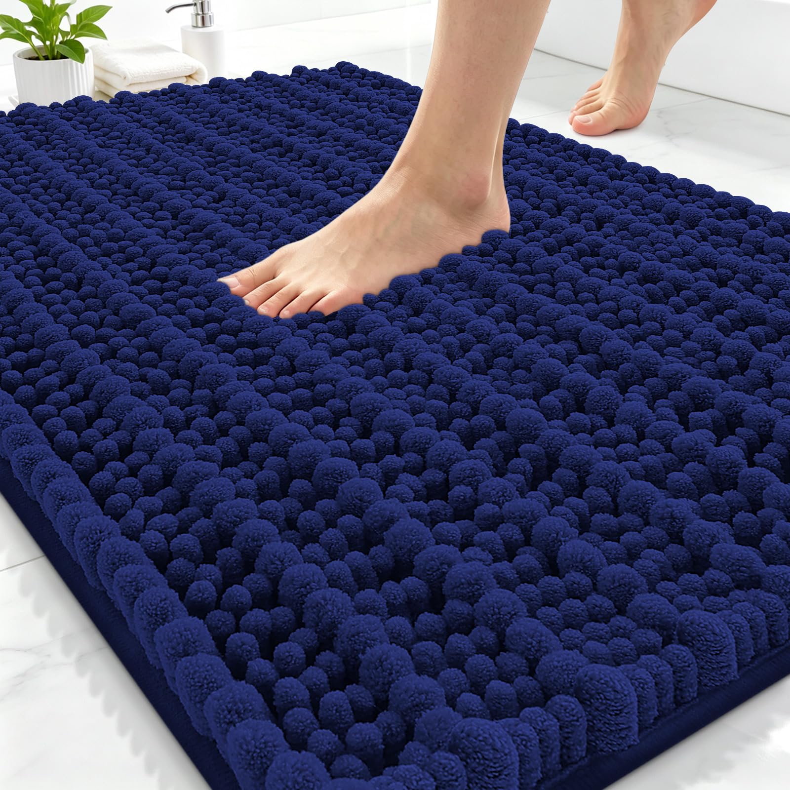 Smiry Bathroom Rugs 30X20, Extra Soft Rubber Backing Chenille Bath Mats