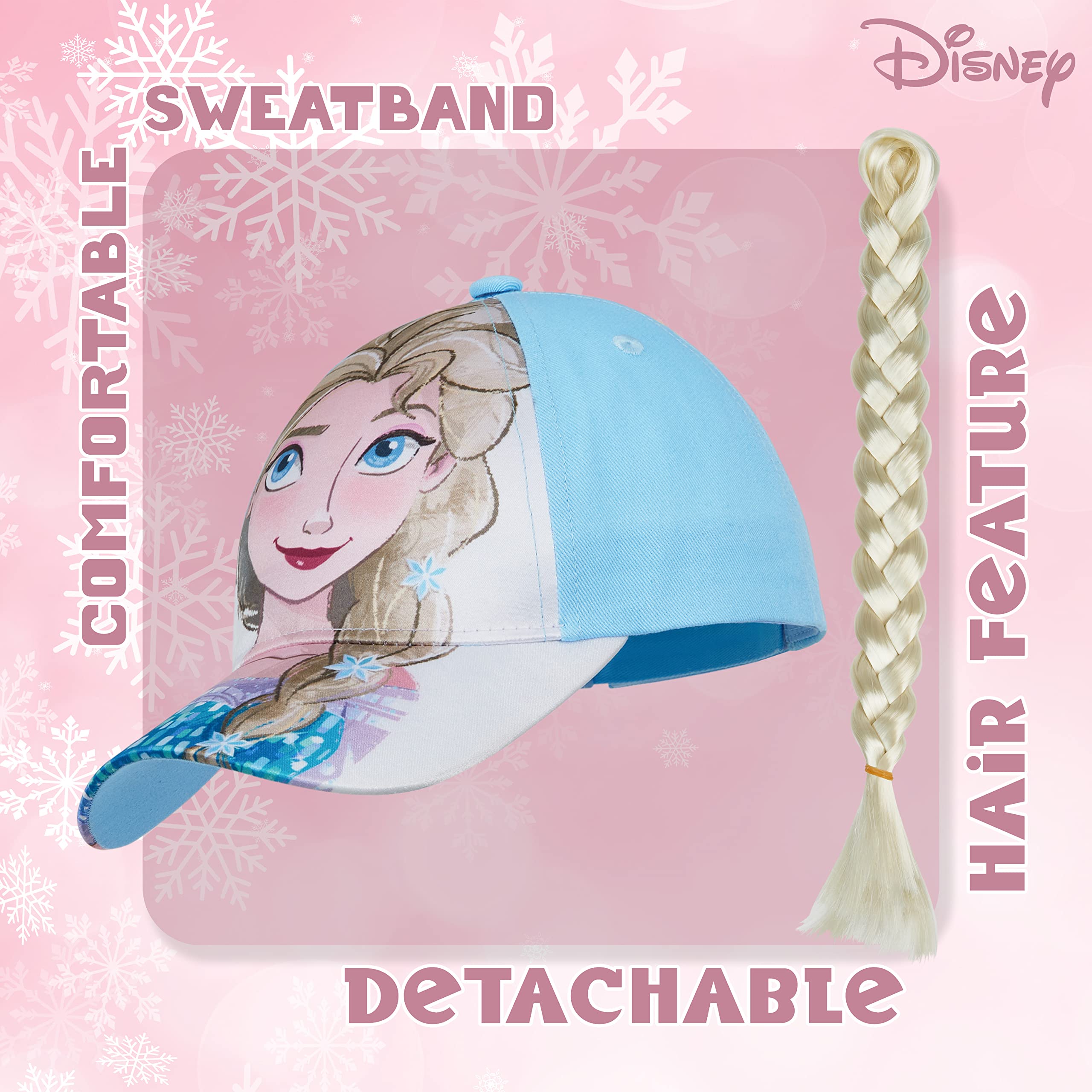 Disney Gorra Niña Gorra Beisbol para Niñas Gorra Ariel la Sirenita Gorra Elsa con Pelo Largo Sombrero Sol Proteccion Solar Playa Verano Accessorios Oficial Divertidos Talla Unica