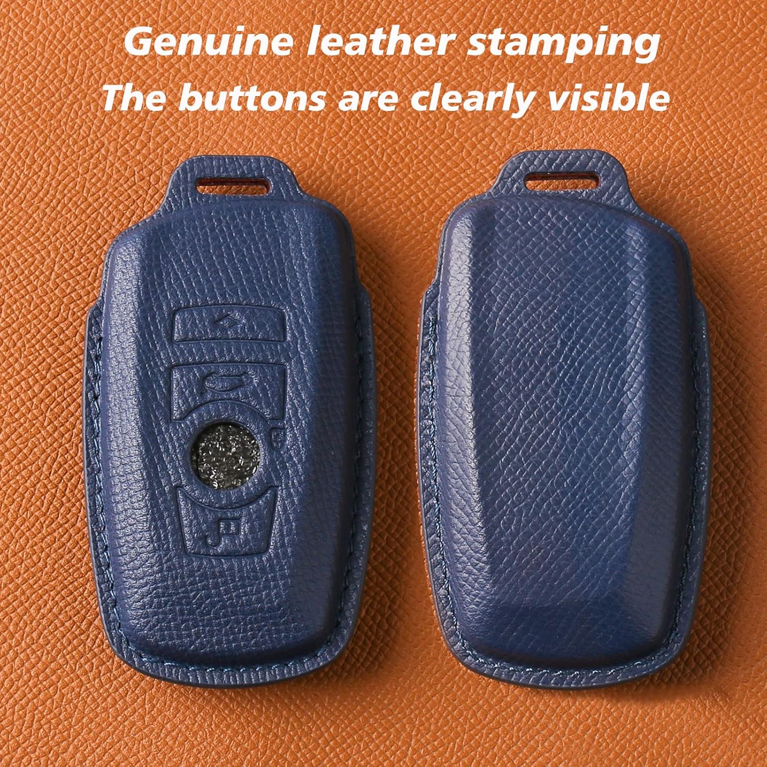 for BMW Genuine Leather Key Fob Cover with Keychain Shell for BMW 1 3 4 5 6 7Series X3 X4 X5 X6 M5 M6 3GT 5GT-Blue - Image 7