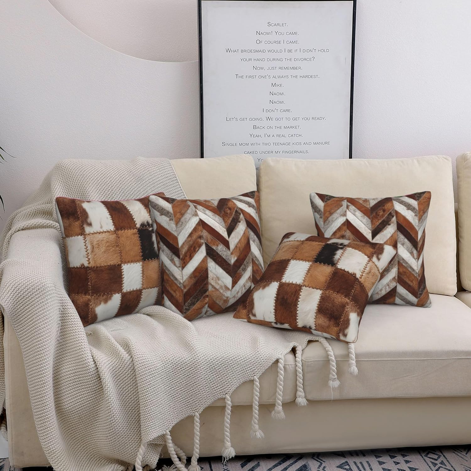 Cow Print Throw Pillow Covers 18 X 18 Inch Set of 4 Decorative Cushion Cover Home Decor for Sofa Chair Couch Bedroom Living Room - Image 5