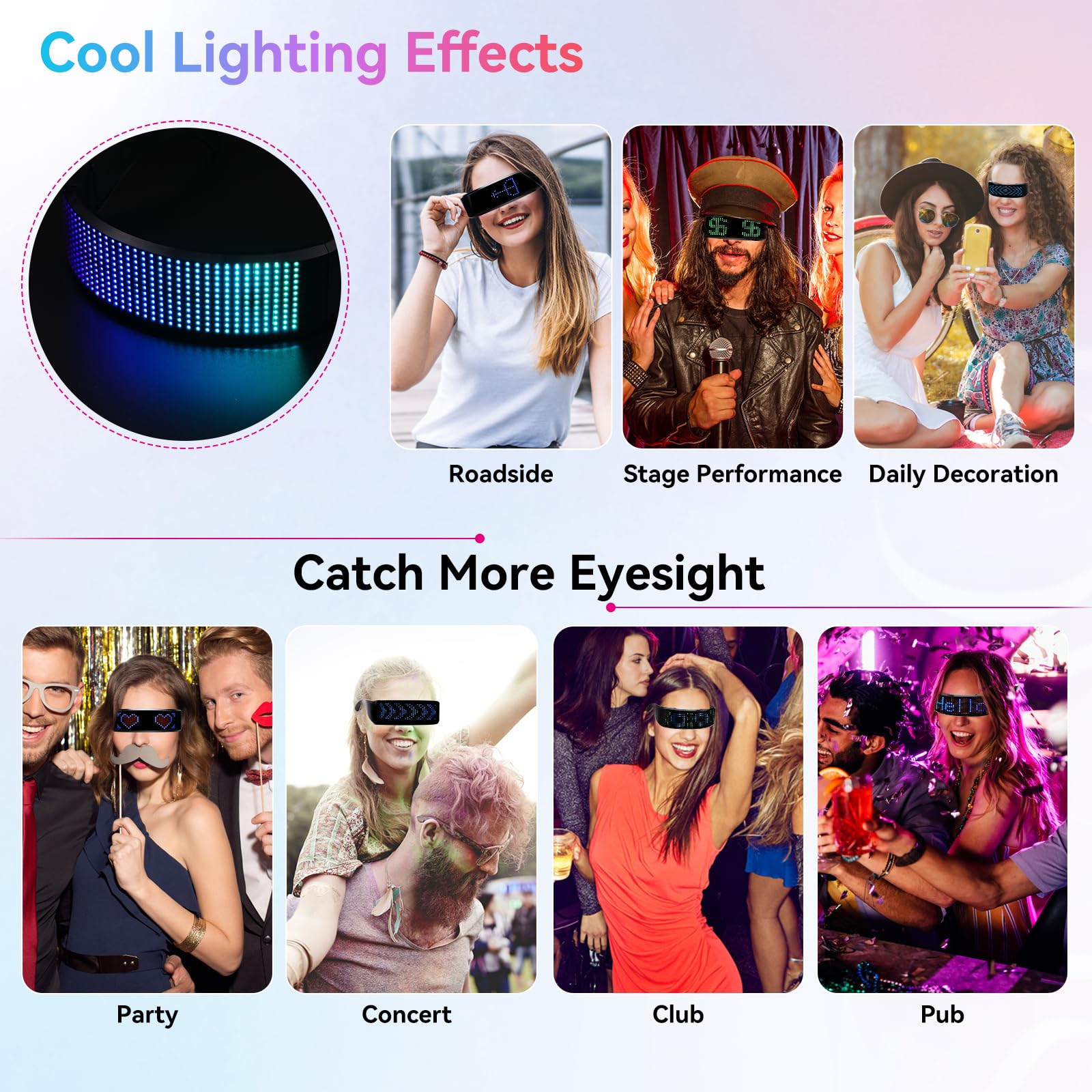 Victop Okulary LED Party dla mężczyzn i kobiet programowalne okulary LED świecące okulary Bluetooth Tekst Graffiti Animacja rytm rytmu na festiwal nocny