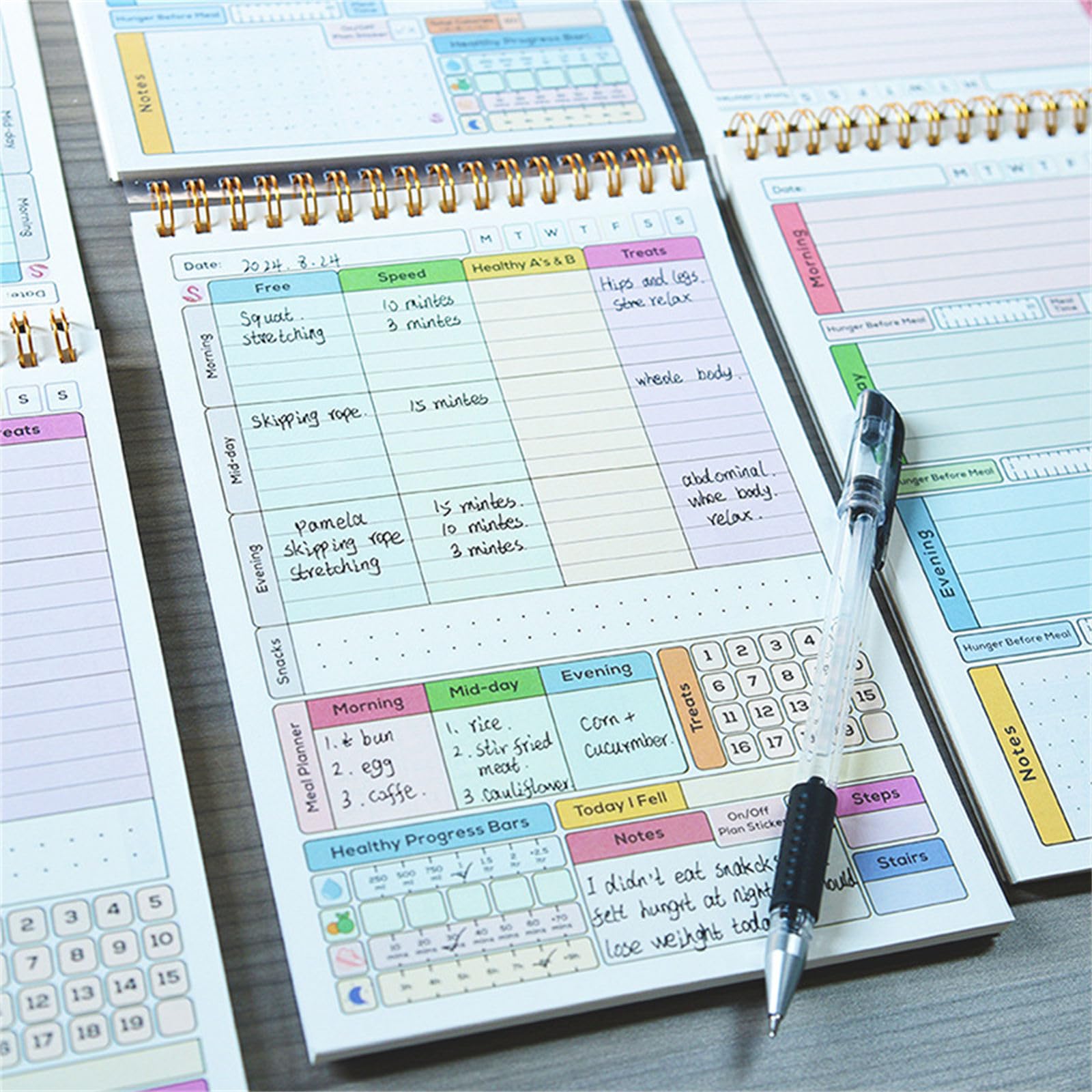 Zksbdxz A5 Habits Trackers Notebook Spirals Binding Weekly and Monthly Habits Planner Calorie Planner Schedules Notebook Habits Trackers Notebook Schedules Notepads for Daily (Style B)