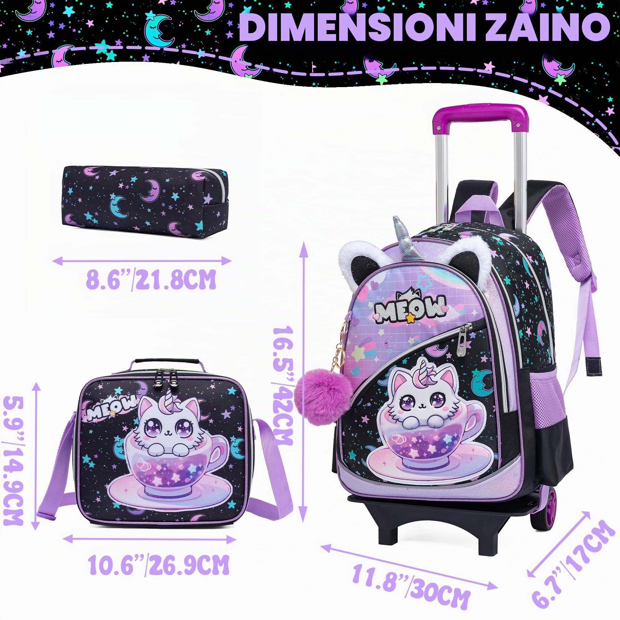 Borsa Pop It Fidget Toys per ragazze, 40,6 cm, zaino per la scuola primaria, pop, unicorno, Push Bubble Sensory, Squeeze Squeeze, borsa arrotolabile, adatta per bambini primari e asilo.