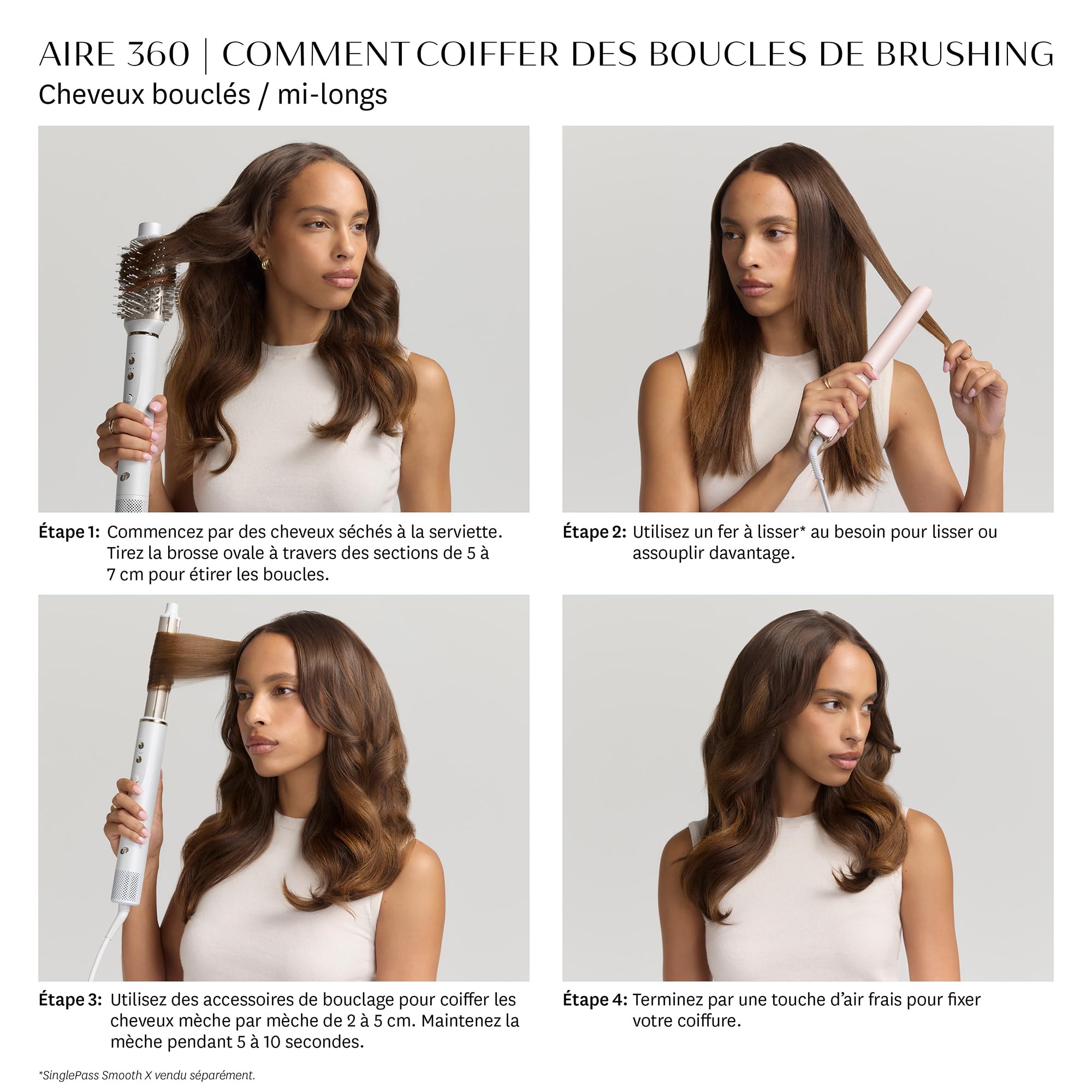 T3 Aire 360 Kit brosse soufflante avec accessoires de bouclage en céramique, brosse ovale et concentrateur pour le séchage - pour tous types de cheveux.
