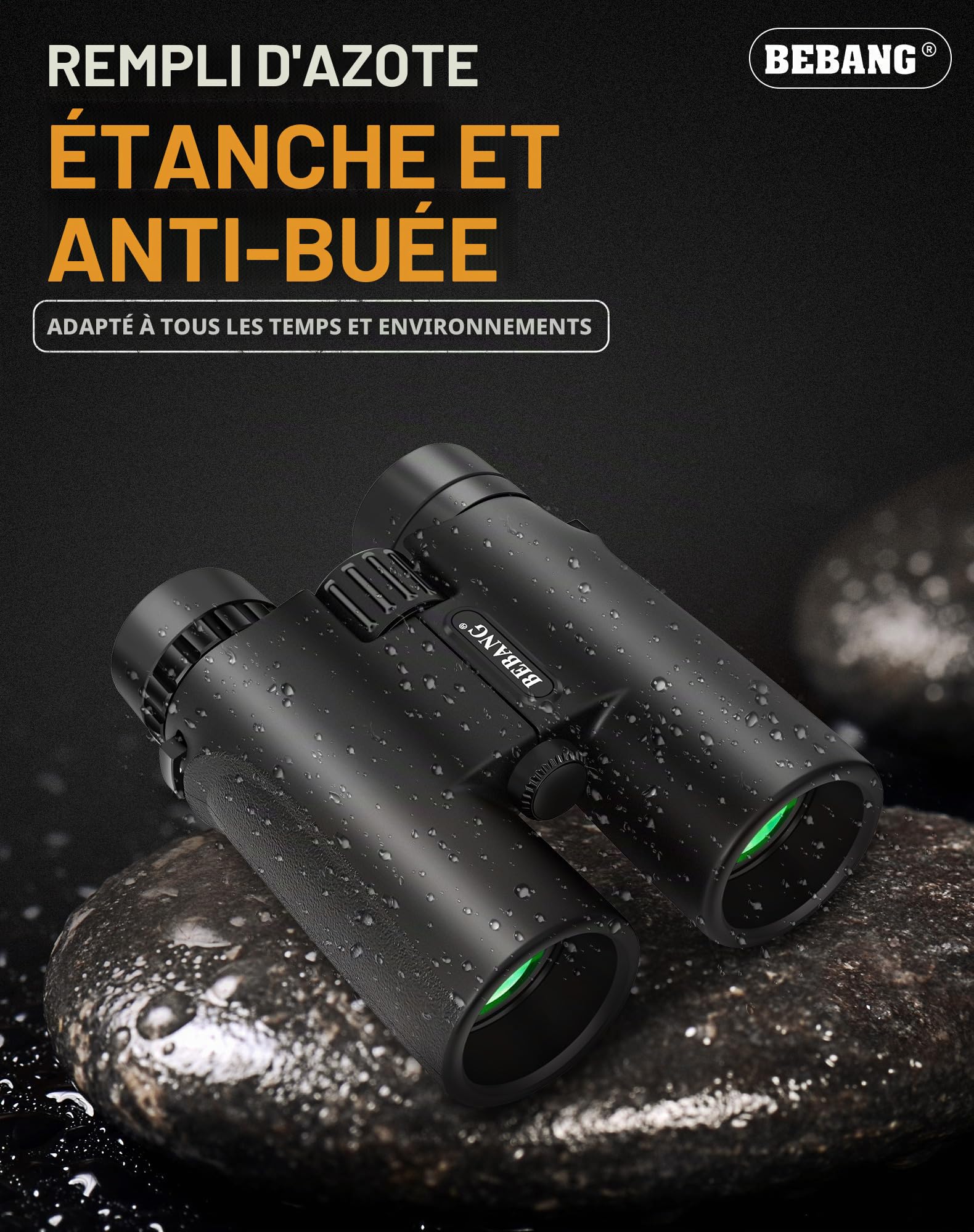 BEBANG Jumelles pour Adultes Puissante 10x42 Jumelles Bak4 Prism, FMC Lentille, Imperméable pour Observation des Oiseaux Voyage Observation de Chasse Les Concerts