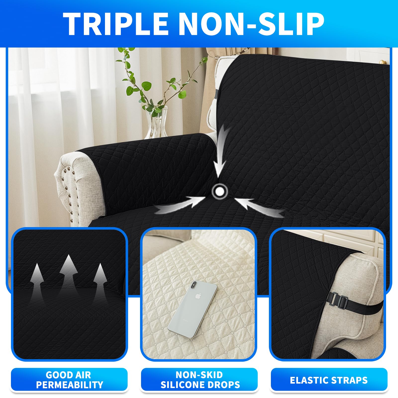Bankhoes voor 4 Zitplaatsen (240-290CM) met Armleuningen, Velours