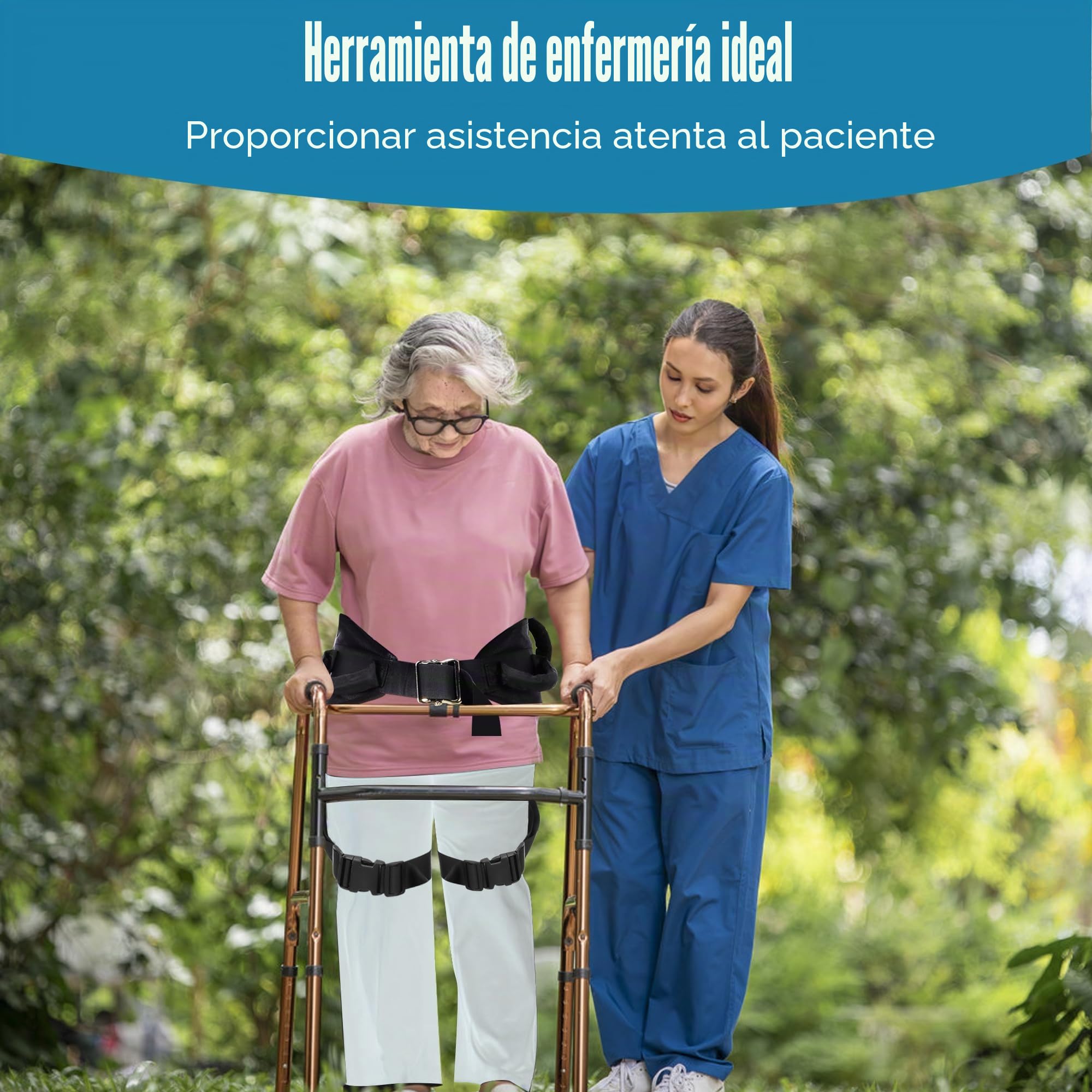 Cinturón de Transferencia para Escaleras con 6 Asas, Ayuda para Caminar para Niños y Adultos Mayores, Seguridad Anti-Caída con hebilla ajustable, Ideal para Entrenamiento de Movilidad
