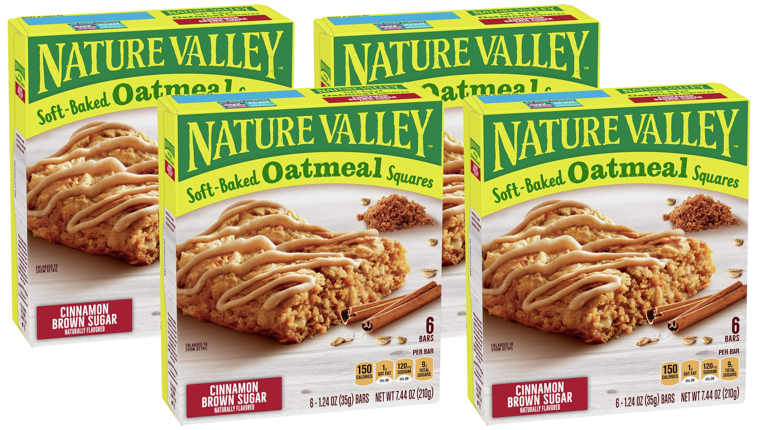 Nature Valley Soft-Baked Oatmeal Squares, Cinnamon Brown Sugar, 7.44 OZ, 6 ct (Pack of 4)