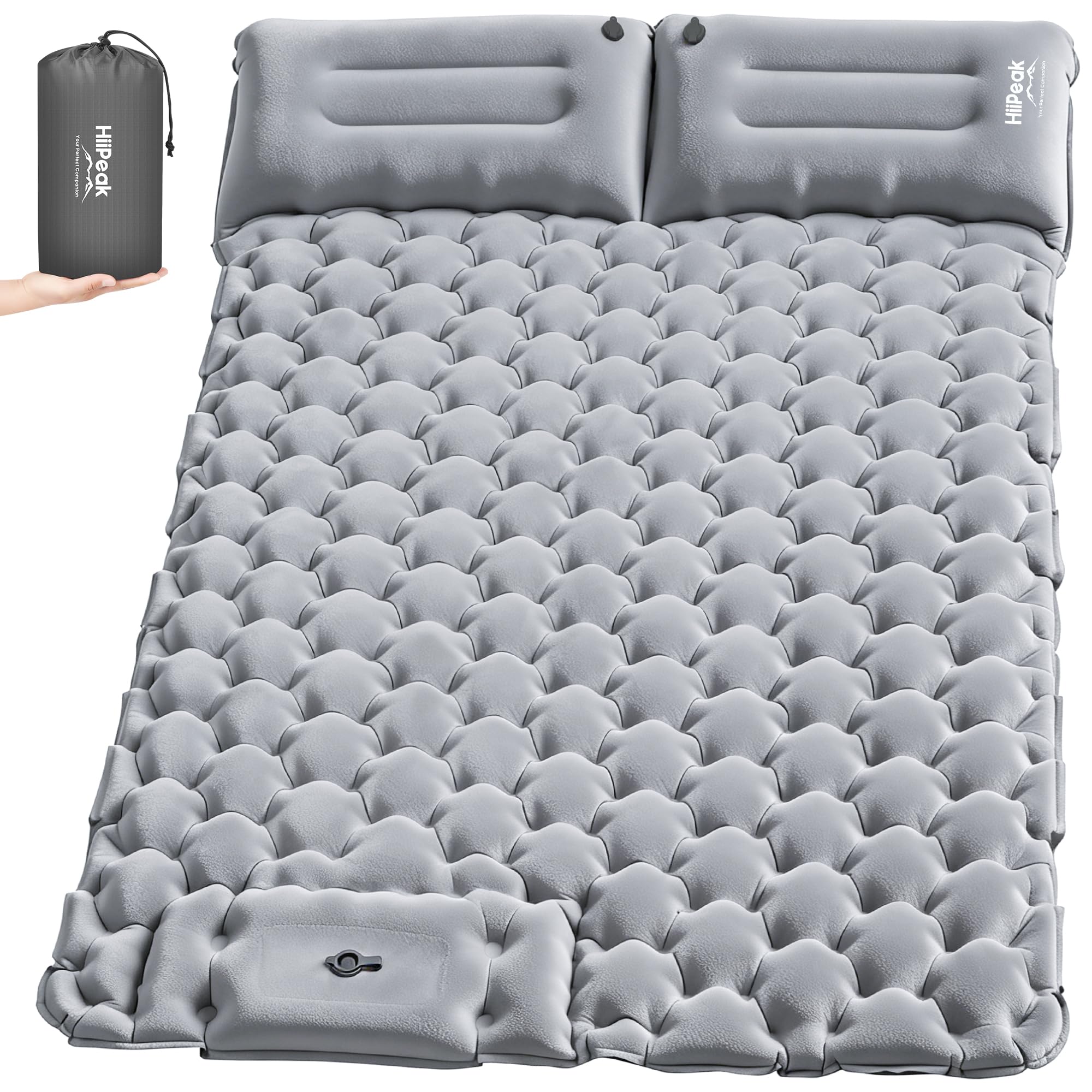 HiiPeak Isomatte Selbstaufblasend – Suede Aufblasbare Camping matratze mit Integriertem Kopfkissen, Wasserdicht Luftmatratze Outdoor, Kompaktes Packmaß, Isomatte Ultraleicht für Wandern und Strand