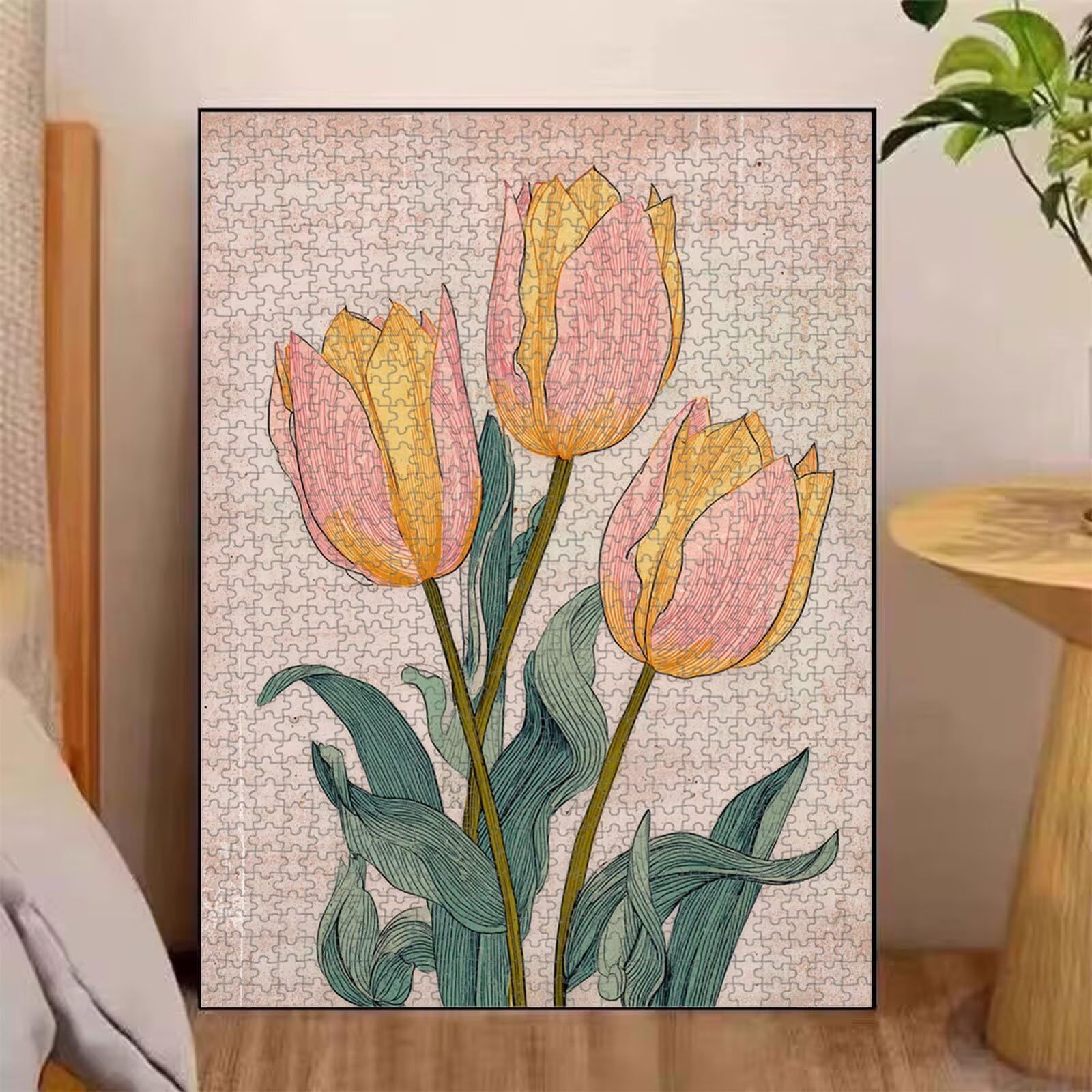 1000 Teile Puzzle für Erwachsene, Tulpe & Retro Holz Puzzle 1T#1609