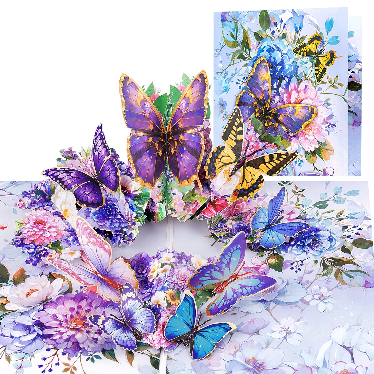 CNLITIHEKA Pop Up Flower Card for Women - Butterfly Theme, Dahlia Butterfly Pop Up Card, for Any Occasion, Mother's Day, Valentines Day, Birthday, Anniversary, Get Well, Includes Envelope.