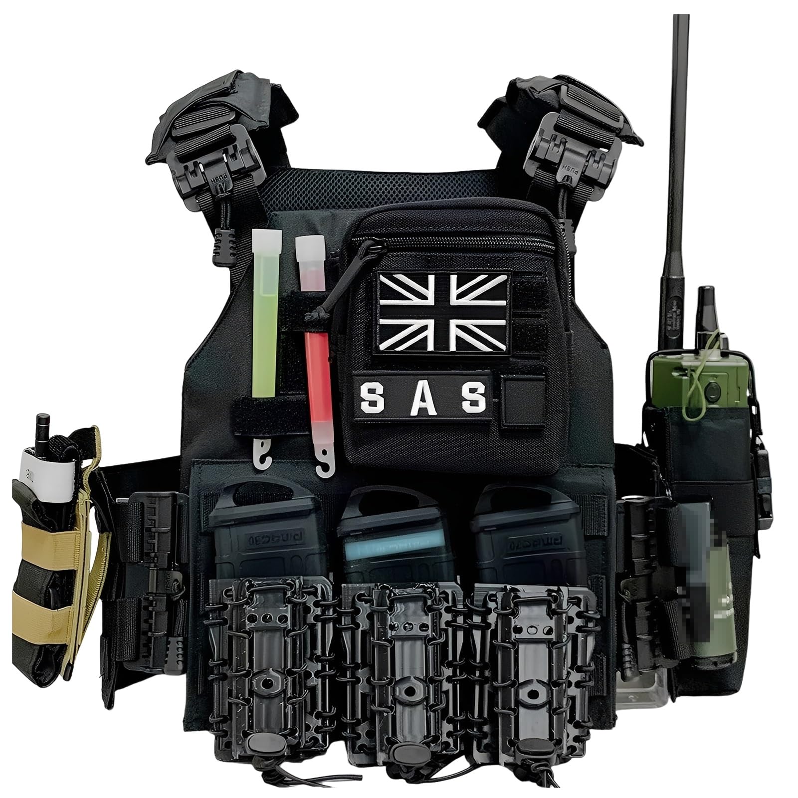 Chaleco Táctico Multifuncional Para Airsoft, Conjunto Completo - Con Portacargador Y Pequeña Bolsa Herramientas EDC. Equipo Modular Para El Pecho Para Cosplay, Juegos Guerra Al Aire Libre