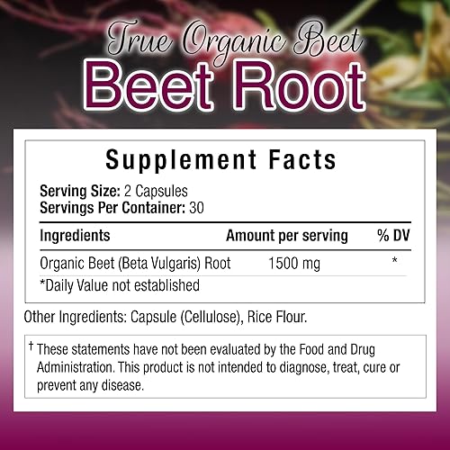 Miniatura 6 de TRUEMED Cápsulas de remolacha de 1500 mg  Salud cardíaca de alta potencia y apoyo para la presión arterial  Suplemento orgánico sin gluten sin OMG
