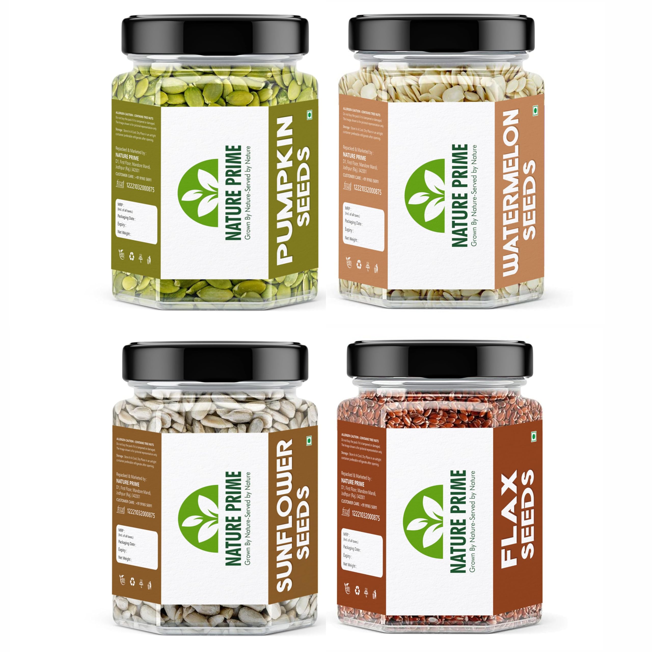 Nature Prime Raw Seeds for Eating Combo Pack - 1kg (Pumpkin Seeds, Flax Seeds, Watermelon Seeds, Sunflower Seeds - 250gm Each, Pack of 4) Jar Pack (250g*4) (B0C376X9KT) Amazon Price History, Amazon Price Tracker