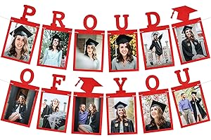 Personalized 2024 Red and Black Graduation Photo Banner