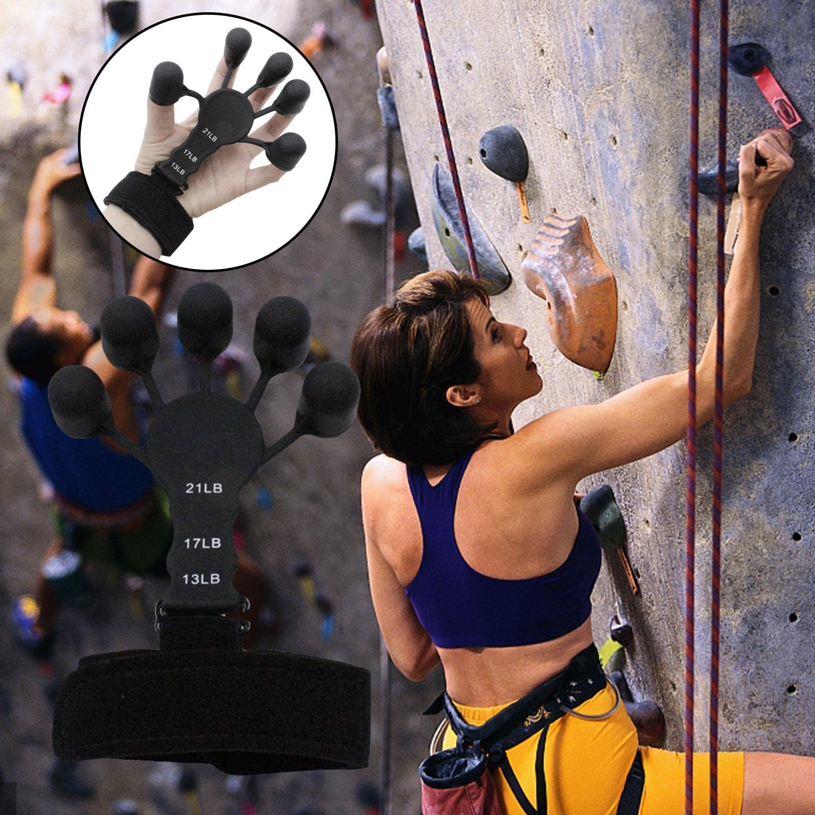 Entrenador De Fuerza Para Dedos Y Agarre | Silicona, 6 Niveles De Resistencia, Incluye Muñequera, Ideal Para Escalada Y Música