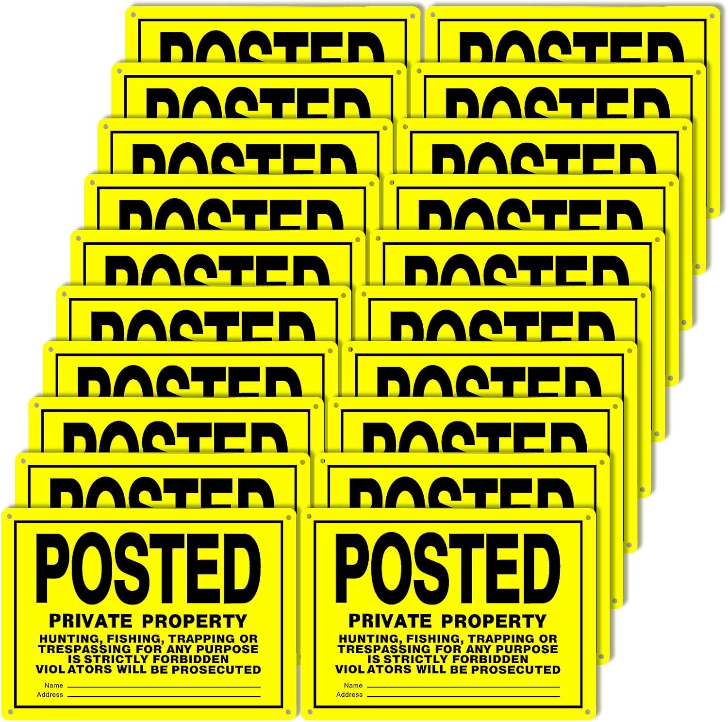 20 Pcs 10"x7" Posted Signs No Trespassing No Hunting Signs Private Property Aluminum Metal for Warning No Hunting Fishing Trapping Indoor Outdoor