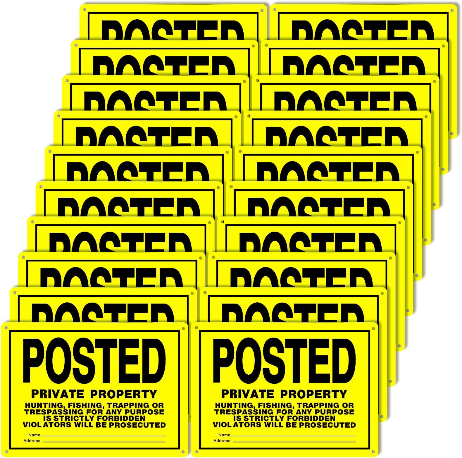 20 Pcs 10"x7" Posted Signs No Trespassing No Hunting Signs Private Property Aluminum Metal for Warning No Hunting Fishing Trapping Indoor Outdoor