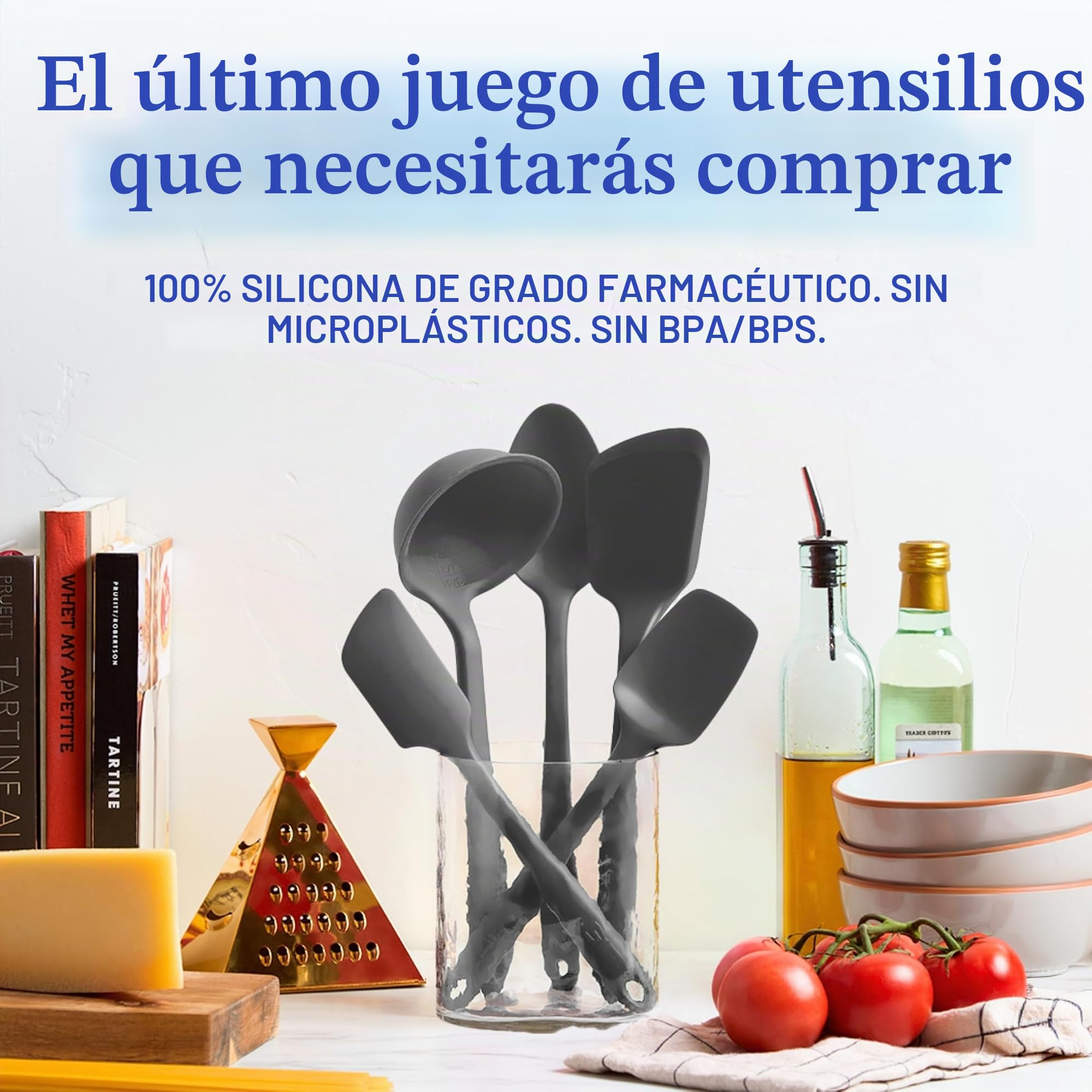GIR Juego de utensilios de cocina de silicona de 5 piezas, utensilios de cocina no tóxicos para cocinar y hornear, resistentes al calor, grado alimenticio, espátula de goma apta para lavavajillas