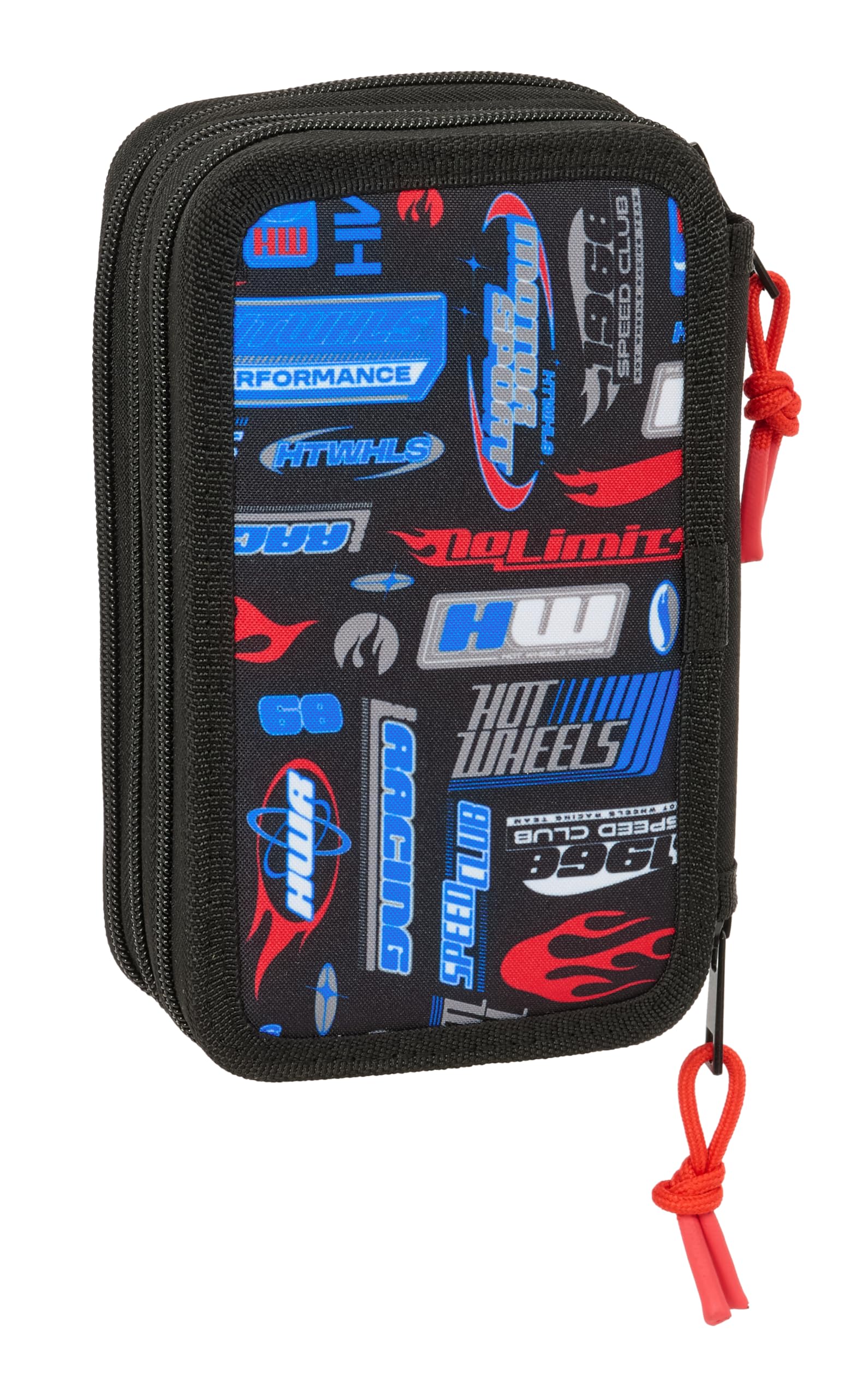 safta HOT WHEELS - Astuccio scuola con 37 utili inclusi, astuccio per bambini, ideale per bambini dai 5 ai 14 anni, comodo e versatile, qualità e resistenza, 12,5 x 5,5 x 19,5 cm, multicolore, M