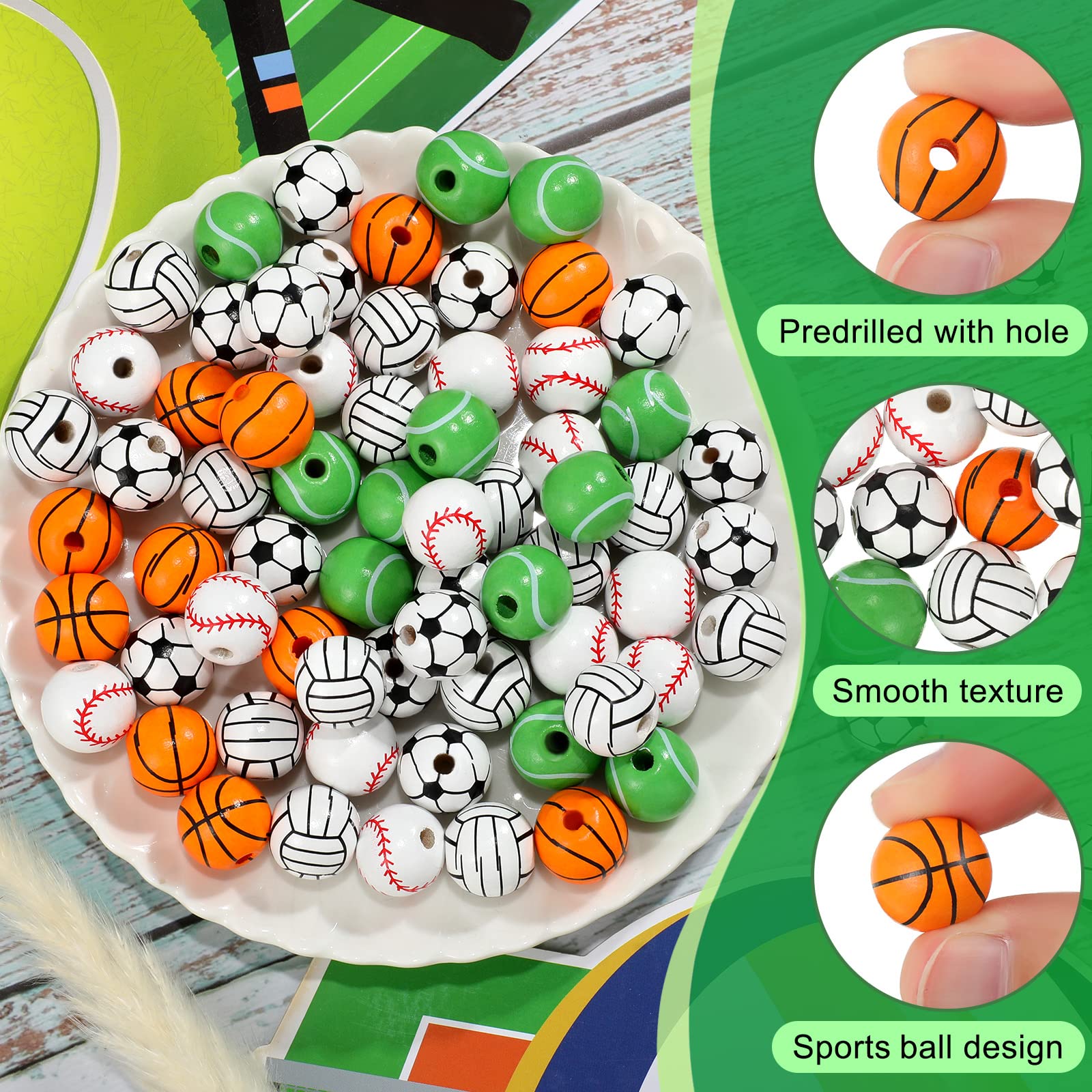 100 Pcs Bijoux De Bricolage Perles Volley-ball En Acrylique