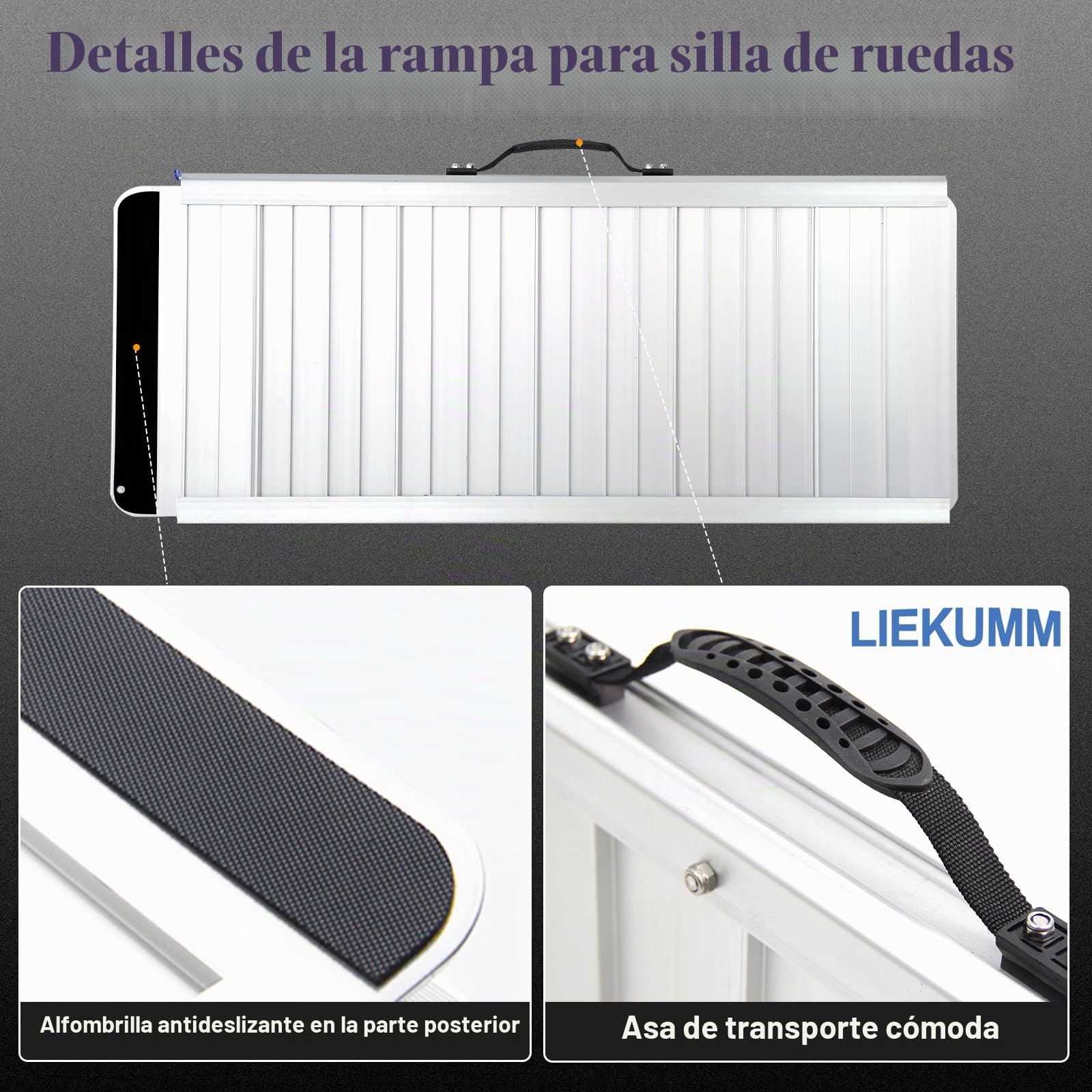 LIEKUMM Rampas para Silla de Ruedas 91 x 77 cm, Capacidad de Carga 300 kg, Rampa Plegable de Aluminio para Escaleras, Escalones y Bordillos, Rampa Escalon para Sillas de Ruedas Eléctricas y Manuales