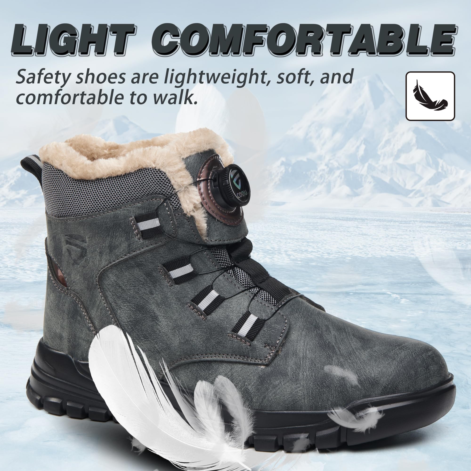 KOIFISH Botas de Seguridad para Hombre Mujer Invierno Botas de Trabajo con Punta de Acero Antideslizante Zapatos de Seguridad Comodas Ligeras