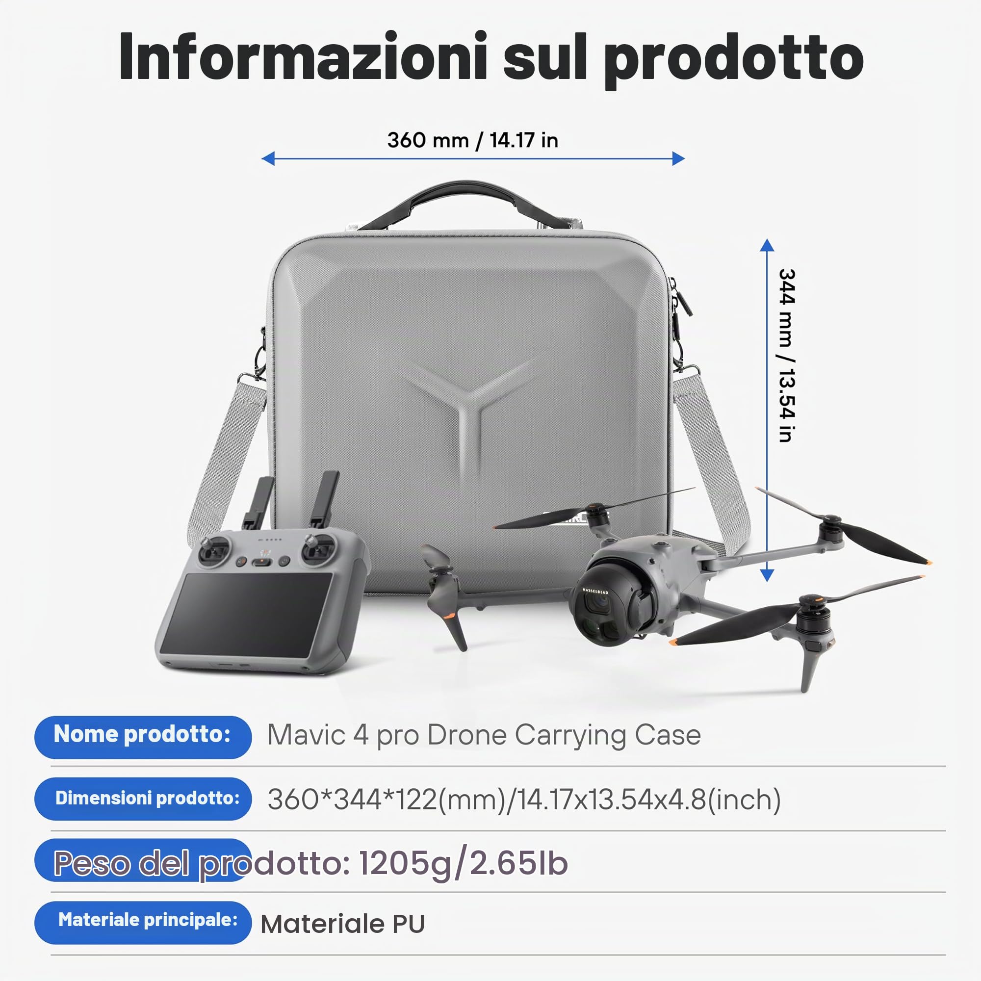 STARTRC PHOTO Custodia per Mavic 4 Pro, custodia in PU per DJI Mavic 4 Pro Fly More Combo con controller RC 2 Custodia da viaggio per DJI Mavic 4 Pro Accessori, stazione di ricarica della batteria