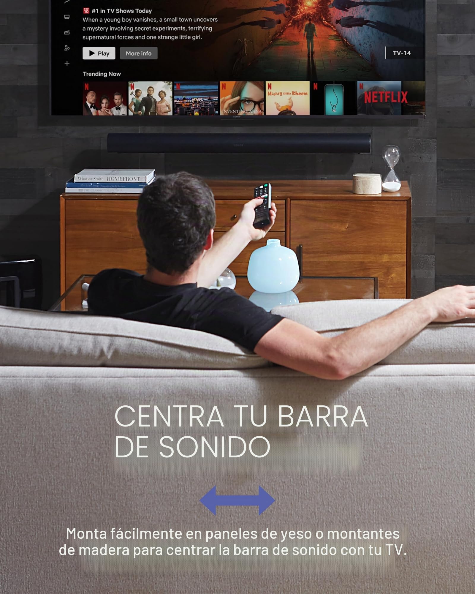 Sanus Soporte de Pared para Barra de Sonido Extensible diseñado para Barra de Sonido Sonos ARC - Diseño de Perfil bajo y Mejora de Audio para Dolby Atmos -OSSAWM1-B2
