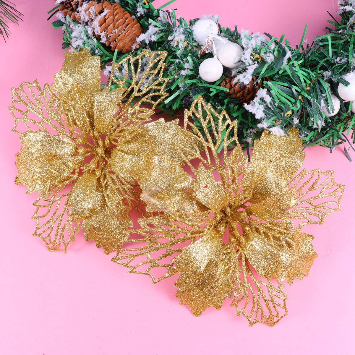 Toyvian Poinsettia Glitter Christmas Tree Decoration - Image 4
