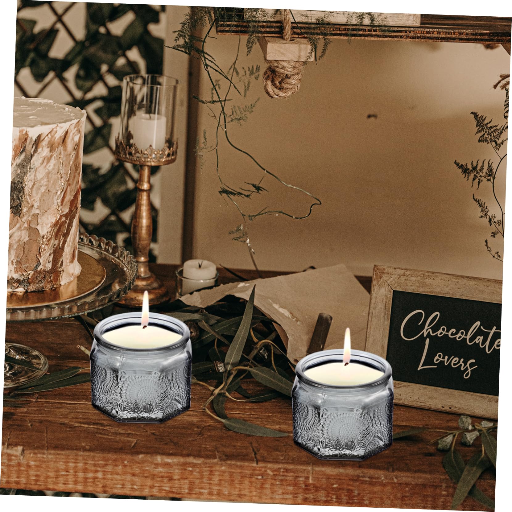 Mikikit Barattoli Di Vetro Goffrato Per Candele Profumate Con Coperchio, Set Da 14 Pezzi, Contenitori Per La Fabbricazione e Conservazione Di Candele, Per Aromaterapia, Relax e Decorazioni Domestiche