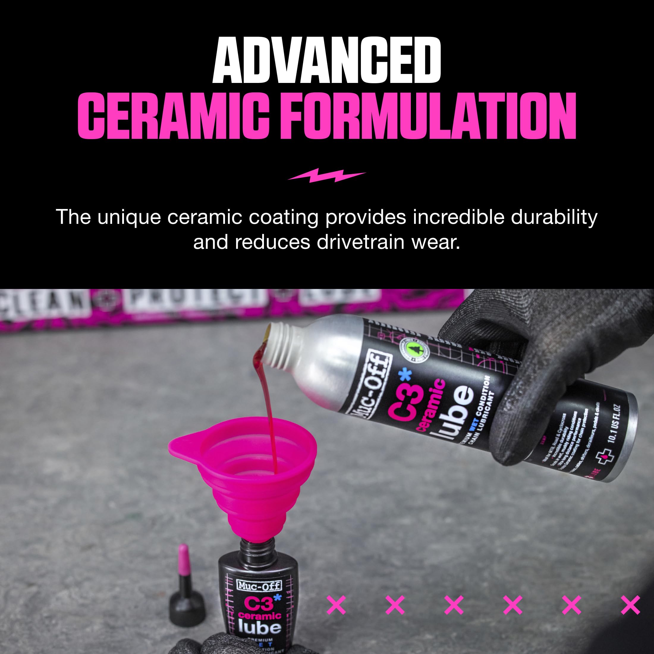 Muc-Off C3 Wet Chain Lube, 300ml – Ceramiczny Smar do Łańcucha Rowerowego, Olej do Łańcucha Rowerowego, Olej do Smarowania Łańcucha – Wosk i Olej do Łańcucha do Mokrych Warunków Pogodowych