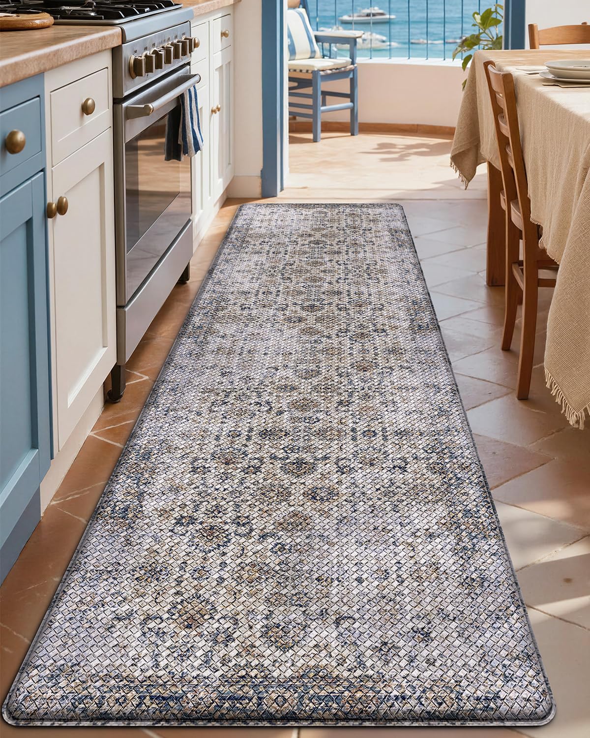 Photo 1 of LUMI Anti Fatigue Cushioned Kitchen Mat for Floor, Non-Slip Comfort PVC Padded Runner Rug with Faux Leather Surface for Desk Office, Sink, Laundry, 24"x87"