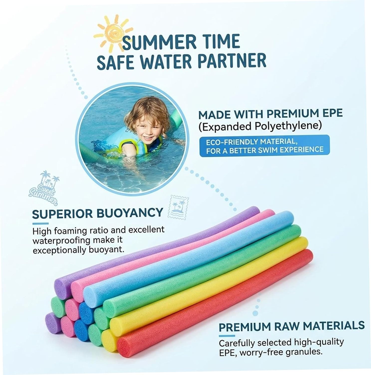 2PCS Jumbo Pool Noodles Hollow Epe Pearl Cotton Foam Pool Noodles for Swiming Pools for Outdoor Backyard Toy Purple 2.56 X 59.06 Inch. image 3