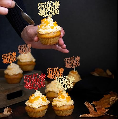 Miniatura 5 de Gyufise 24 piezas de decoración para cupcakes con purpurina múltiple para otoño, despedida de soltera, decoración de cupcakes de boda, compromiso,