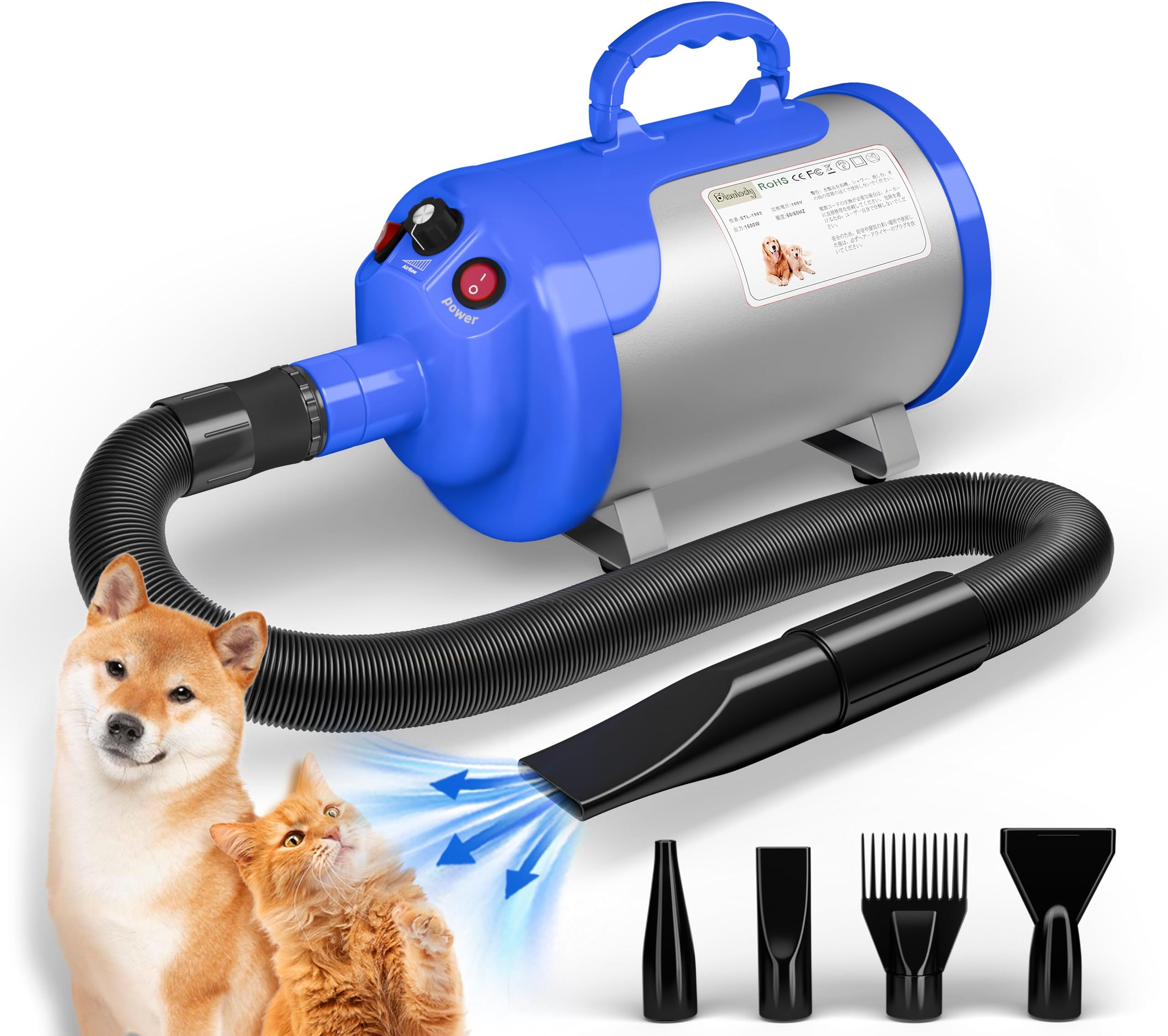 Amazon GOLADAドッグドライヤー,3.2HP/2400W 犬用ドライヤー,ペットブロードライヤー,6級風速ドッグドライヤー