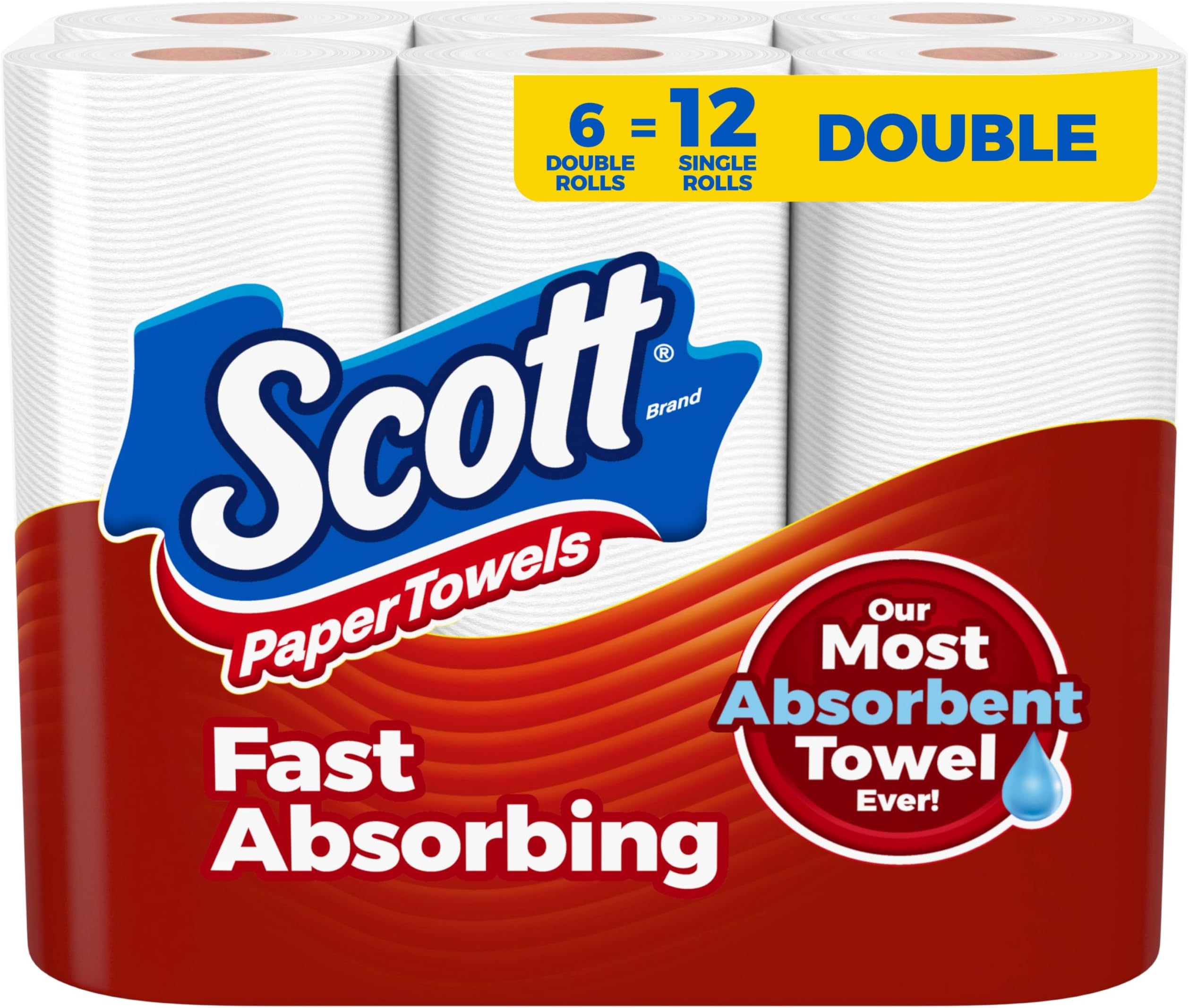 Scott Paper Towels, ChooseASheet, 6 Double Rolls = 12