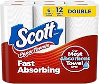 Scott Choose-A-Sheet Paper Towels: 6 Double Rolls = 12 Regular Rolls, 100 Sheets Each - Fast Absorbing, Lint-Free
