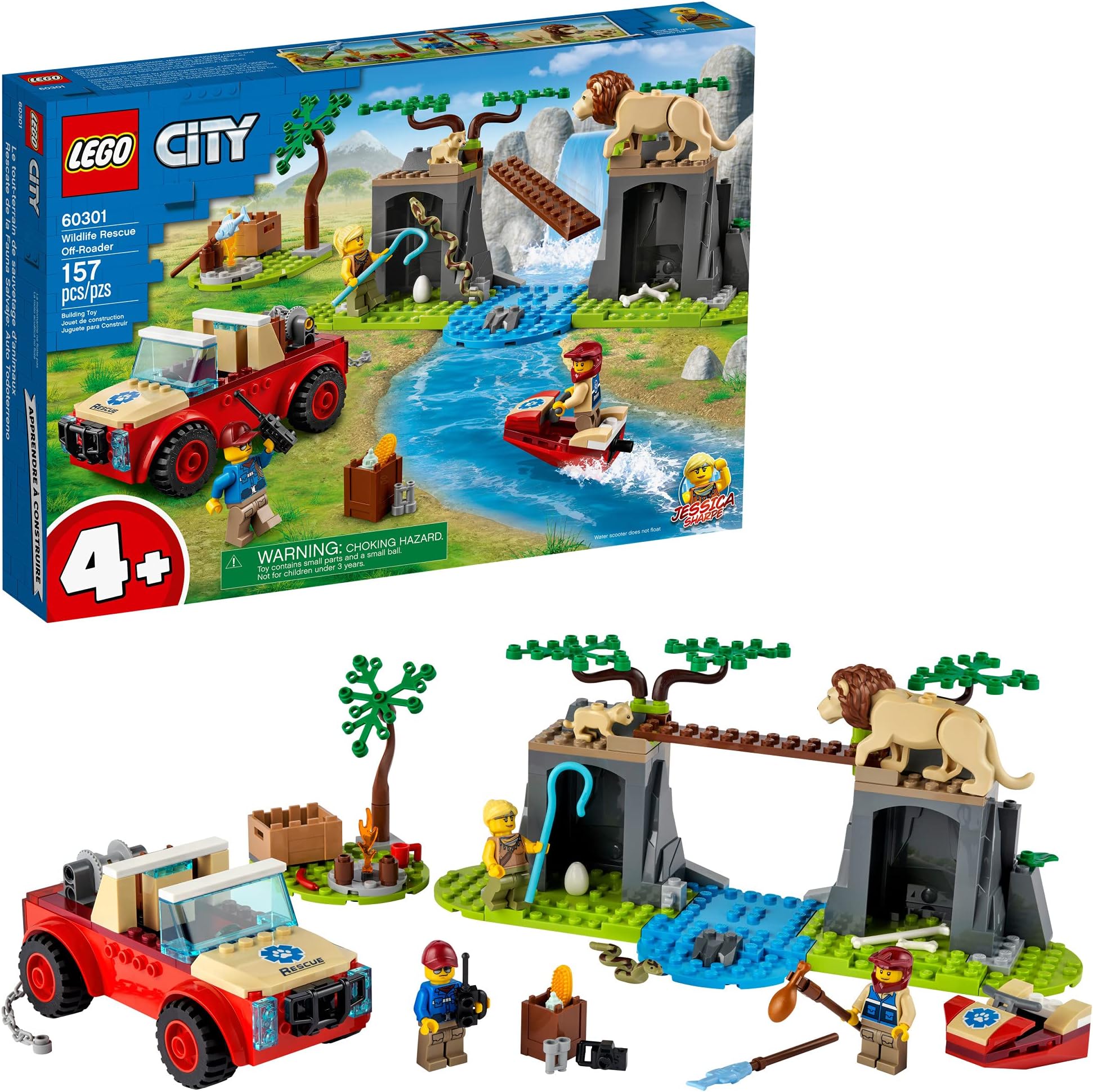 City Wildlife Rescue Off-Roader 60301 Building Kit; Includes a City Adventures TV Series Character; New 2021 (157 Pieces)