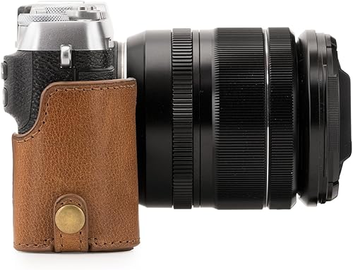 Miniatura 7 de MegaGear MG1343 Ever Ready - Funda de piel auténtica para cámara Fujifilm X-E3 con acceso a la batería, color marrón claro
