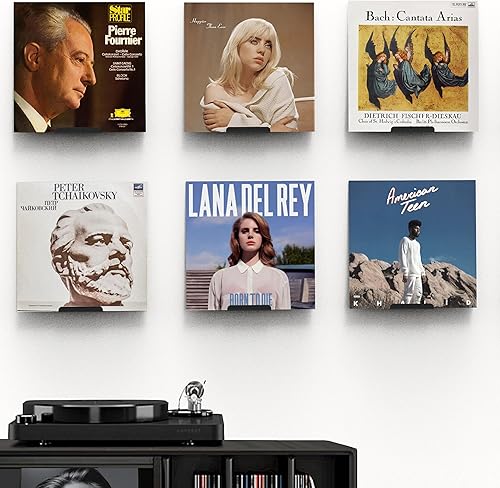 Miniatura 3 de Estante de vinilo transparente para montaje en pared, paquete de 8 unidades, soporte para discos de acrílico, soporte para discos de vinilo y