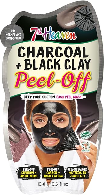 7th Heaven Charcoal and Black Clay Easy Peel-Off Face Mask to Deeply Cleanse Pores