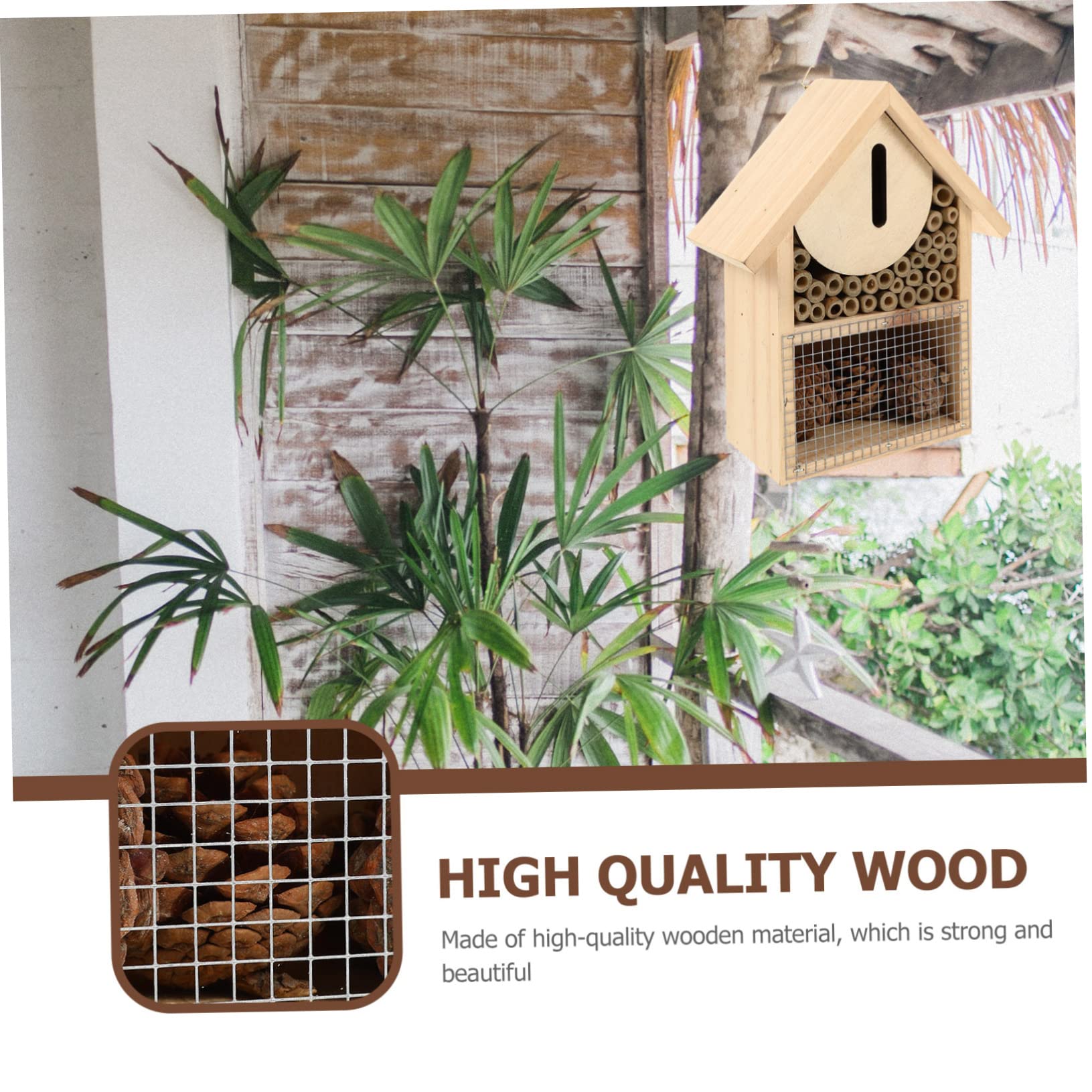 Hemobllo Casa per Api Sospesa per Insetti da Giardino Design Capanna Habitat per Api e Farfalle per Esterni
