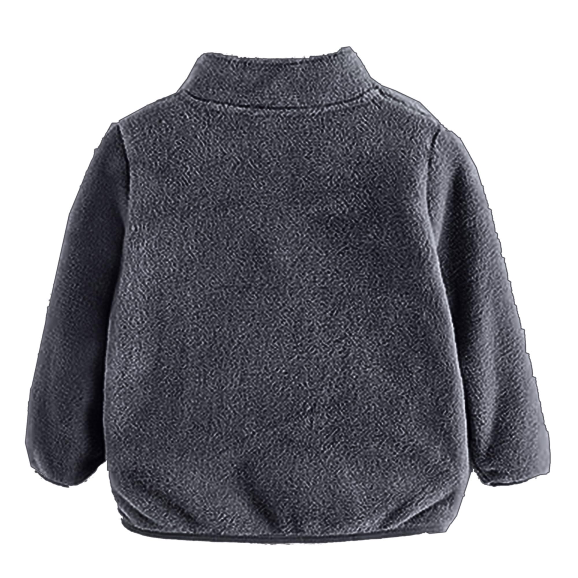 BabyMoon Winter Baby Boys & Girls Sweater Kids Standard Length Jacket Zipper Cardigan | Grey | 1-2 Years 2
