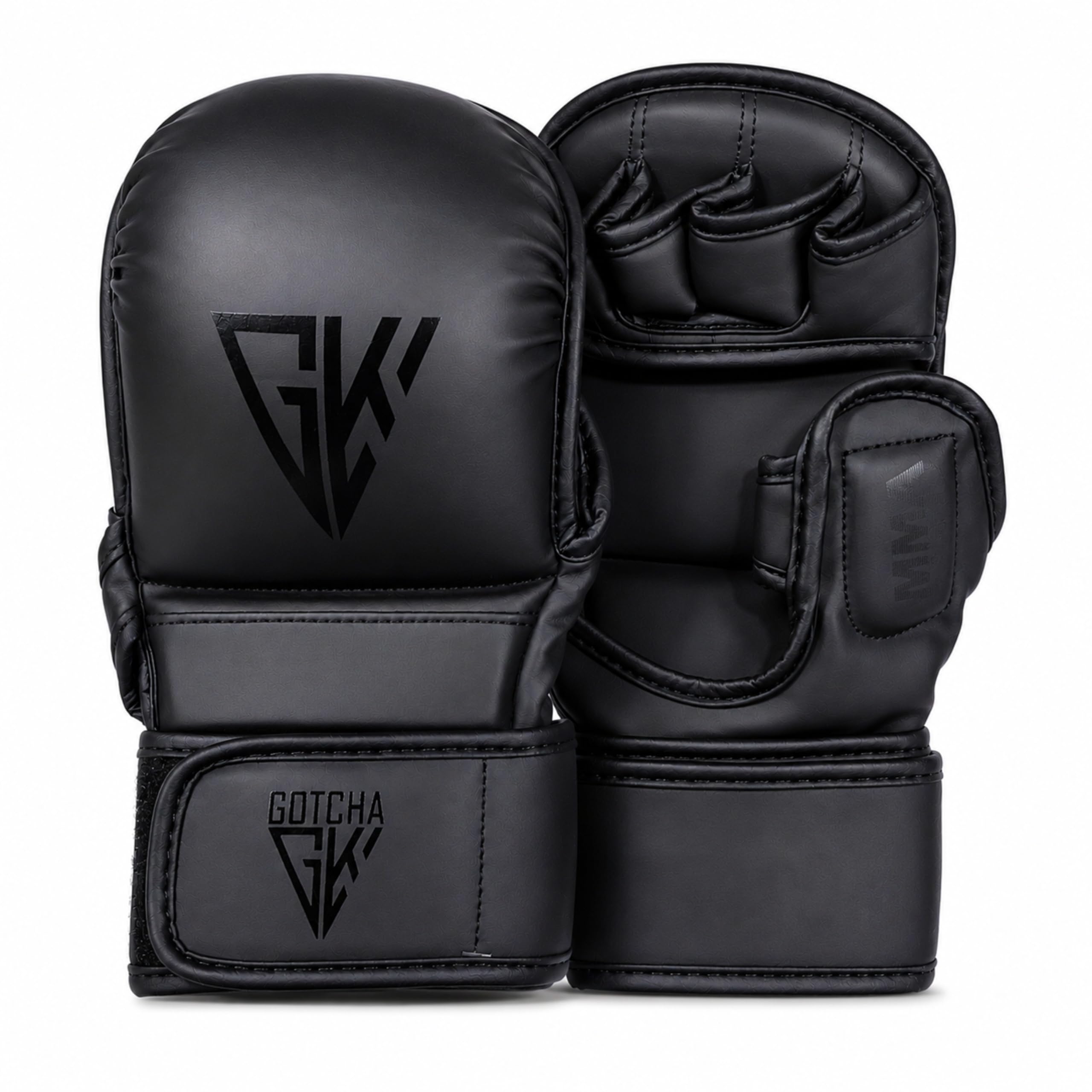 Gotchakart Open Palm Martial Arts MMA Gloves Sparring (Black, S-M)